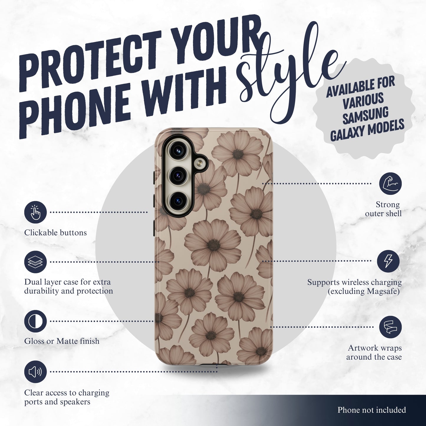 Sepia Bloom - Samsung Galaxy Case Phone Case-aesthetic phone case-shockproof phone case-cute phone case-designer phone case-elegant phone case-luxury phone case-phone accessories-fashion accessory