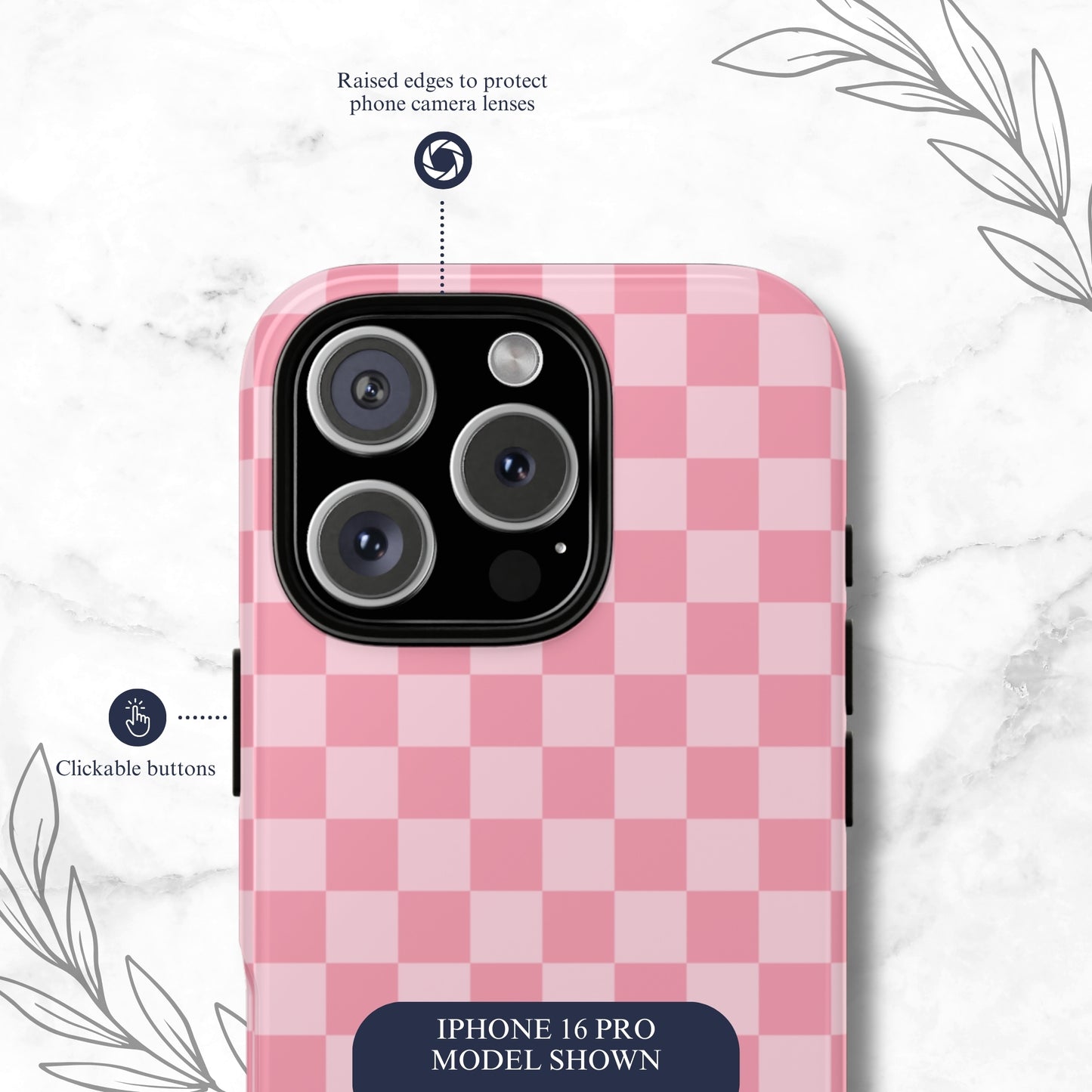 Blush Check - iPhone Case Phone Case-aesthetic phone case-shockproof phone case-cute phone case-designer phone case-elegant phone case-luxury phone case-phone accessories-fashion accessory
