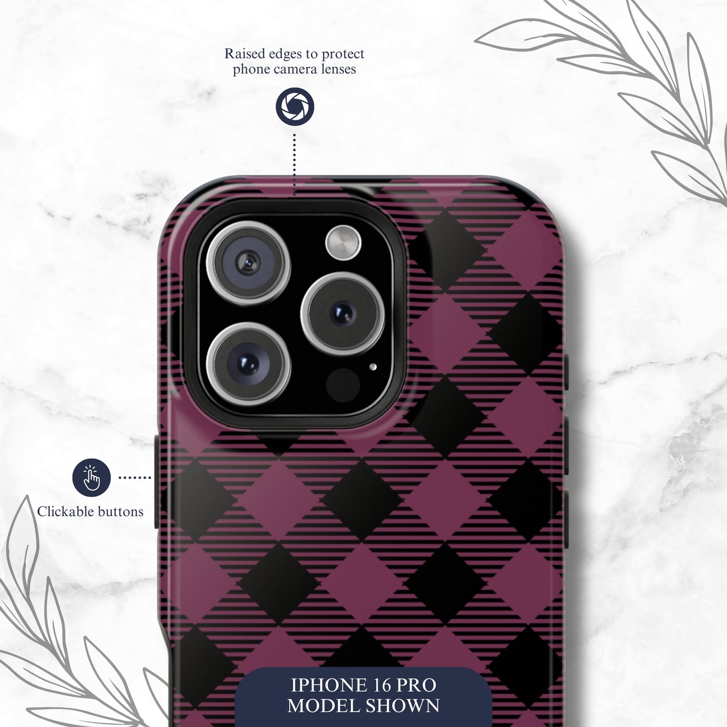 Plum Plaid - Magsafe iPhone Case Phone Case-aesthetic phone case-shockproof phone case-cute phone case-designer phone case-elegant phone case-luxury phone case-phone accessories-fashion accessory