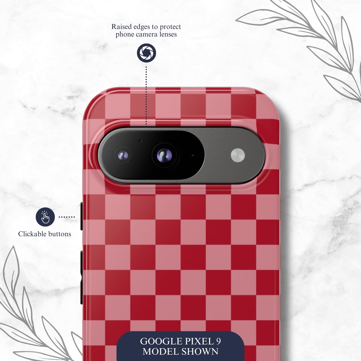 Crimson Check - Google Pixel Case Phone Case-aesthetic phone case-shockproof phone case-cute phone case-designer phone case-elegant phone case-luxury phone case-phone accessories-fashion accessory