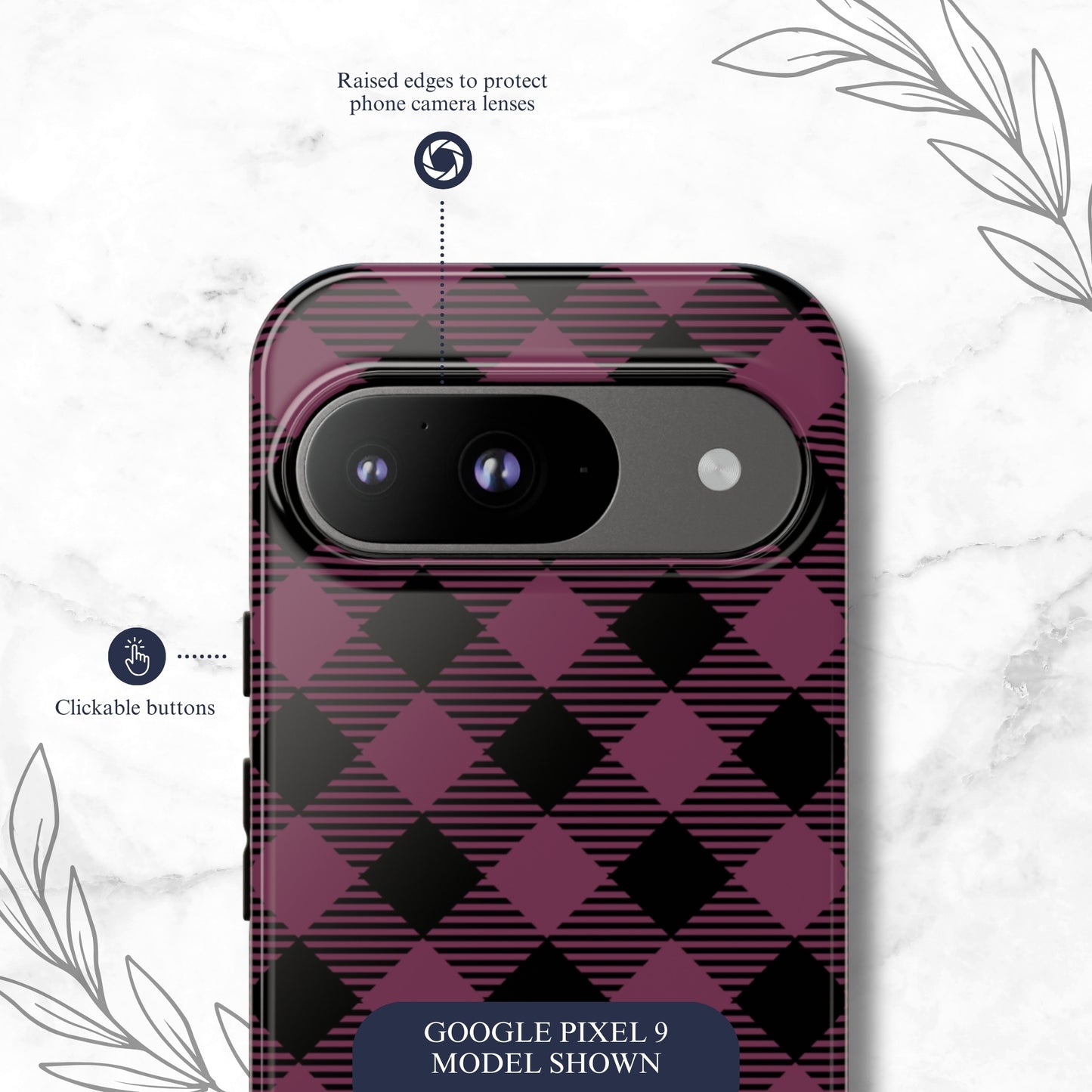 Plum Plaid - Google Pixel Case Phone Case-aesthetic phone case-shockproof phone case-cute phone case-designer phone case-elegant phone case-luxury phone case-phone accessories-fashion accessory