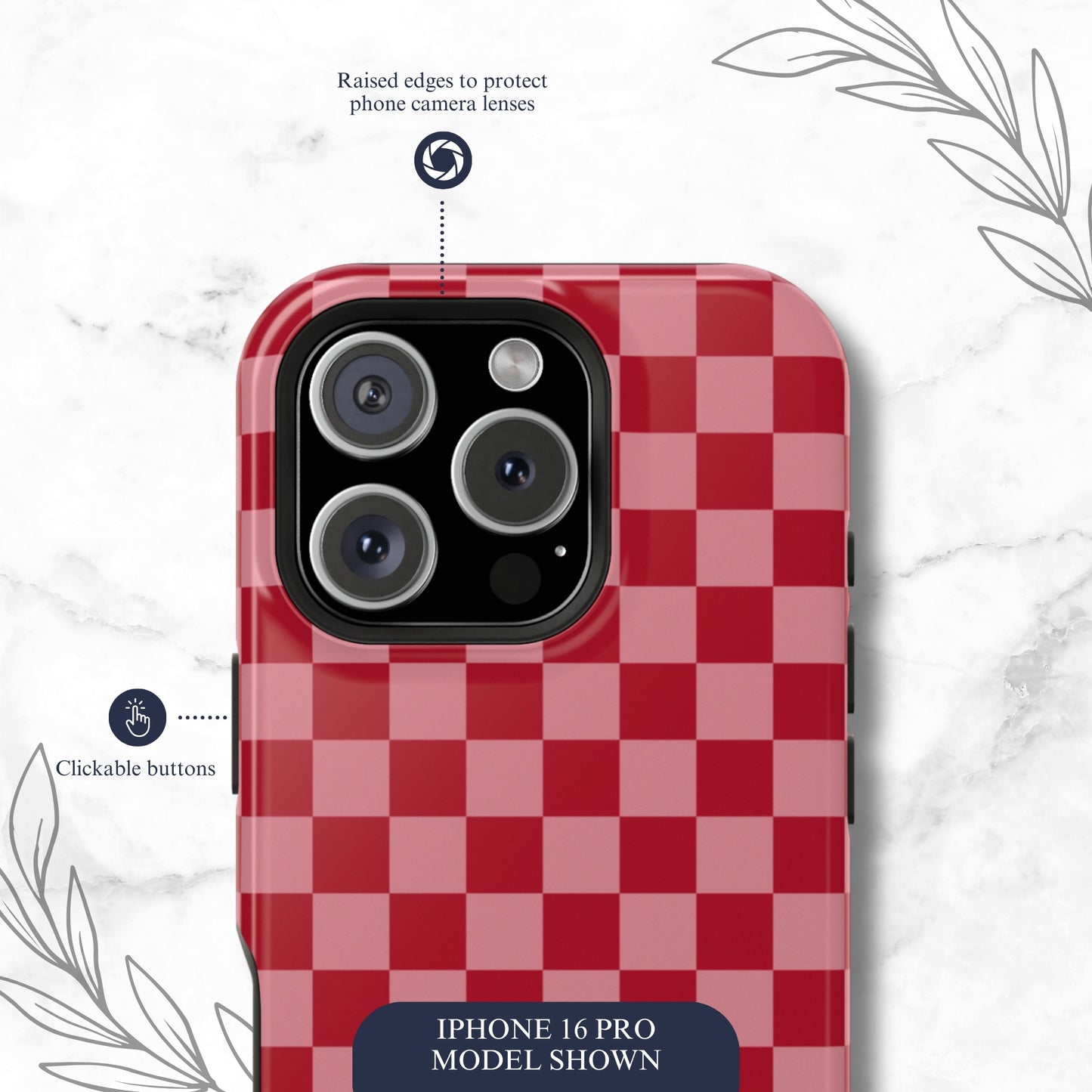 Crimson Check - Magsafe iPhone Case Phone Case-aesthetic phone case-shockproof phone case-cute phone case-designer phone case-elegant phone case-luxury phone case-phone accessories-fashion accessory