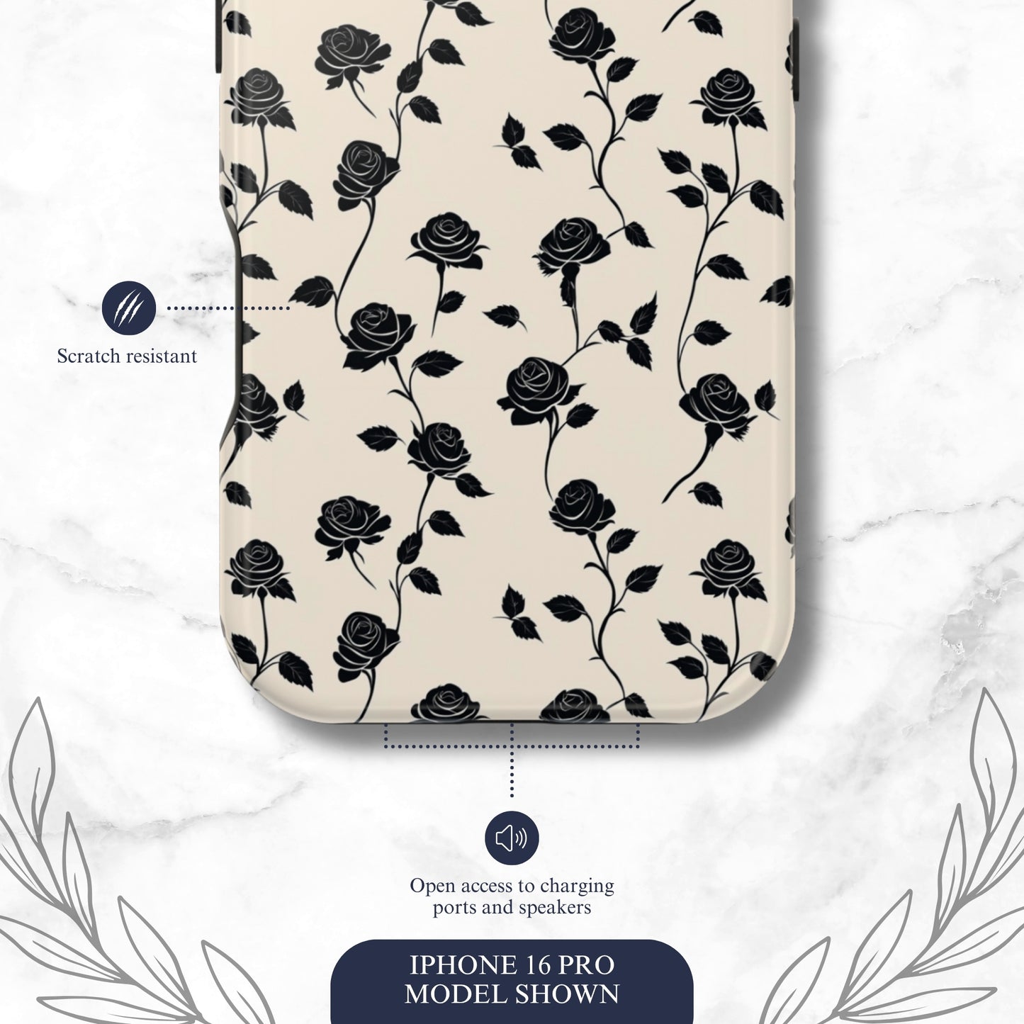 Ghost Rose - Magsafe iPhone Case Phone Case-aesthetic phone case-shockproof phone case-cute phone case-designer phone case-elegant phone case-luxury phone case-phone accessories-fashion accessory