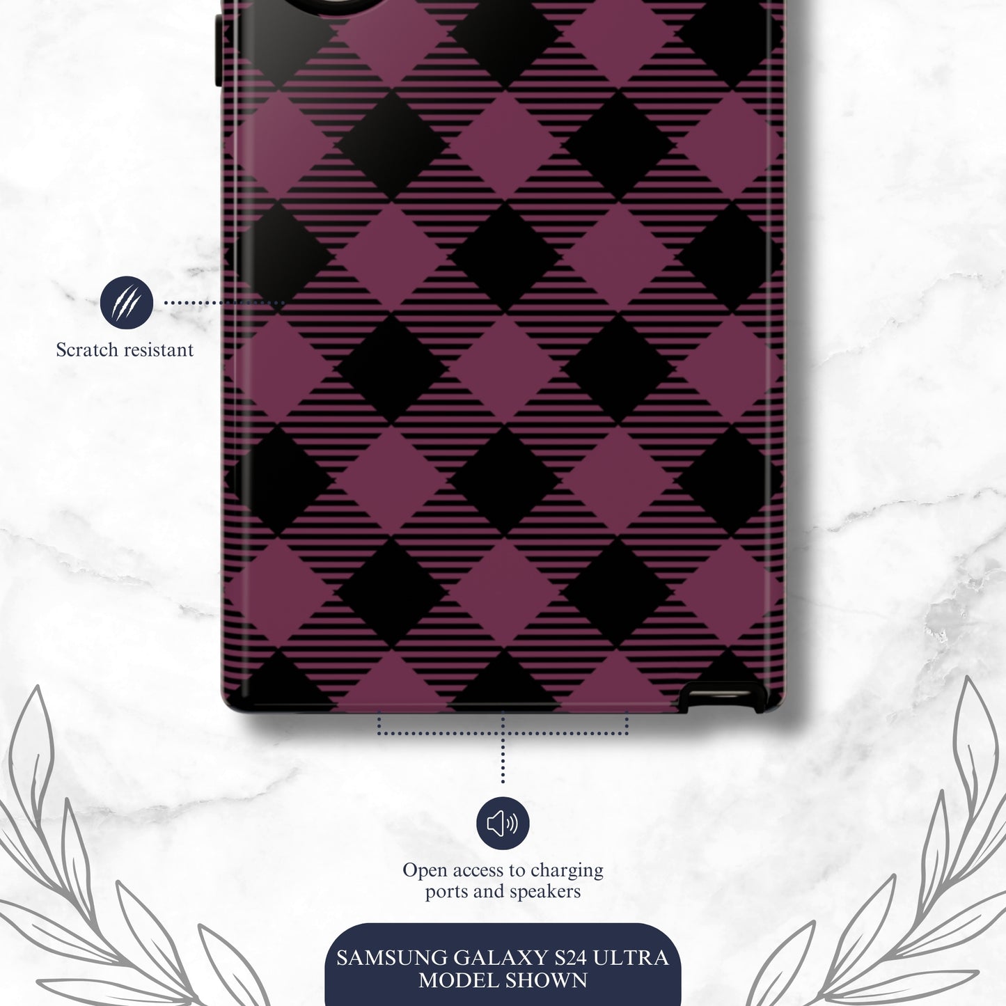 Plum Plaid - Samsung Galaxy Case Phone Case-aesthetic phone case-shockproof phone case-cute phone case-designer phone case-elegant phone case-luxury phone case-phone accessories-fashion accessory