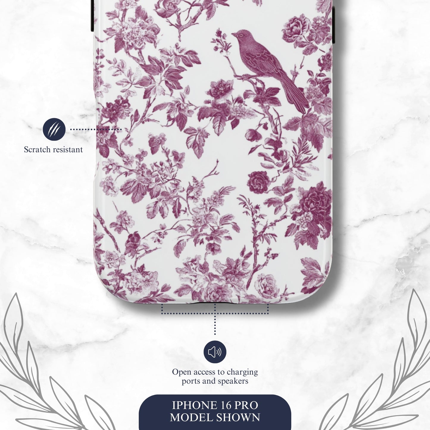 Mauve Toile - iPhone Case Phone Case-aesthetic phone case-shockproof phone case-cute phone case-designer phone case-elegant phone case-luxury phone case-phone accessories-fashion accessory
