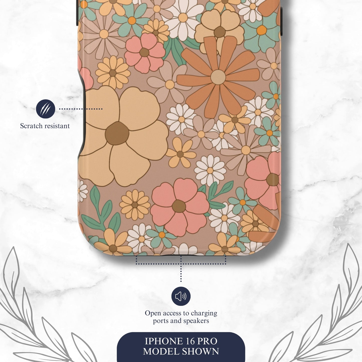 Retro Petals - Magsafe iPhone Case Phone Case-aesthetic phone case-shockproof phone case-cute phone case-designer phone case-elegant phone case-luxury phone case-phone accessories-fashion accessory