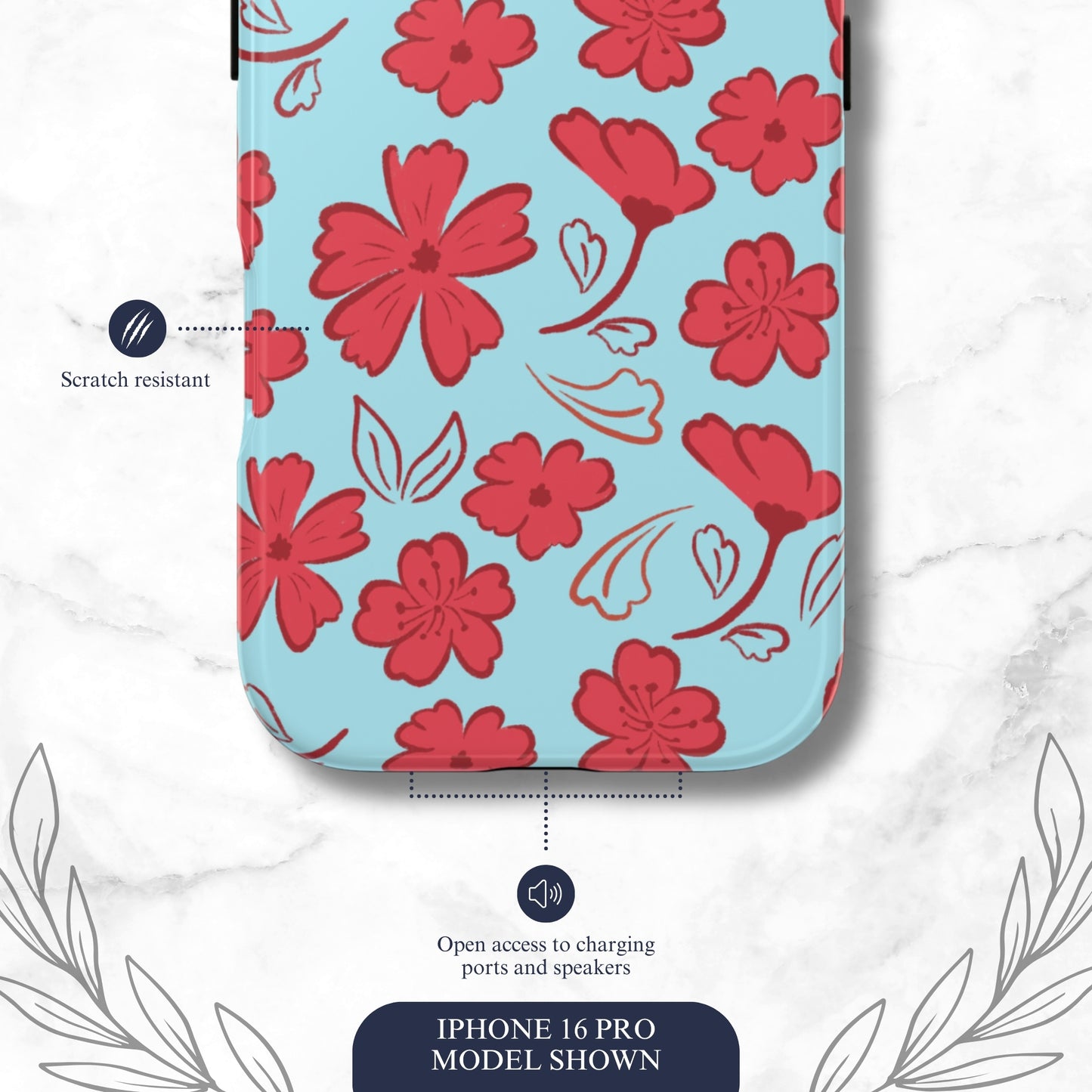 Floral Frenzy - iPhone Case Phone Case-aesthetic phone case-shockproof phone case-cute phone case-designer phone case-elegant phone case-luxury phone case-phone accessories-fashion accessory