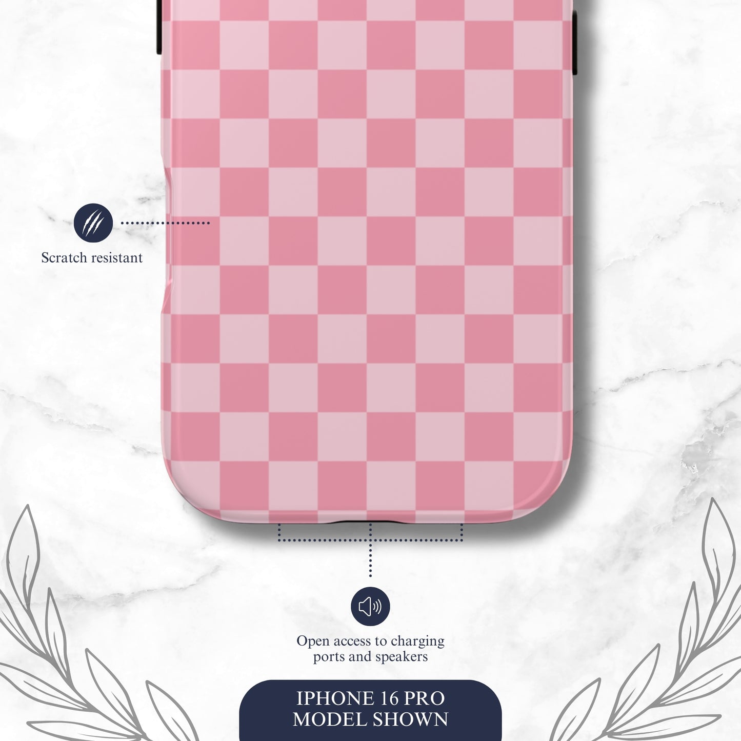 Blush Check - iPhone Case Phone Case-aesthetic phone case-shockproof phone case-cute phone case-designer phone case-elegant phone case-luxury phone case-phone accessories-fashion accessory
