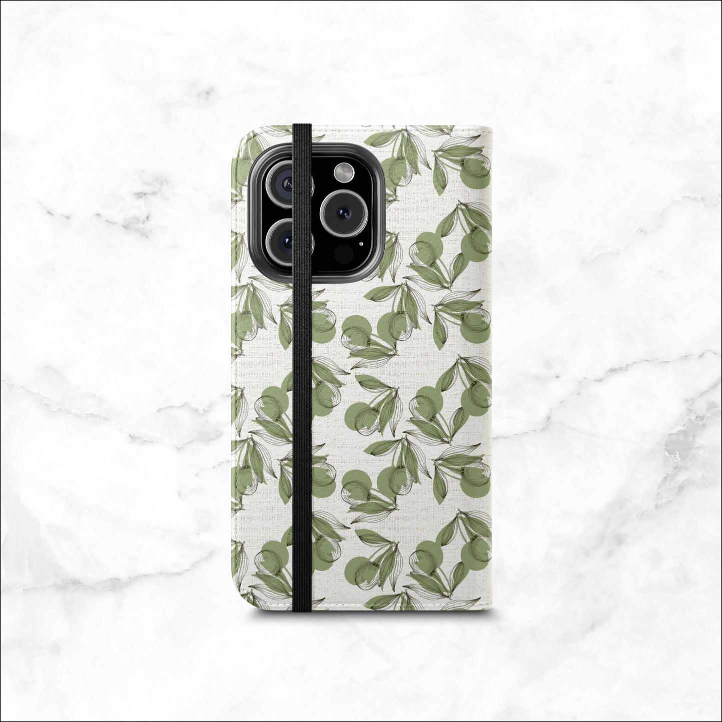 Olive Branch - iPhone Flip Case Wallet, Leather Folio Case Phone Case-aesthetic phone case-shockproof phone case-cute phone case-designer phone case-elegant phone case-luxury phone case-phone accessories-fashion accessory