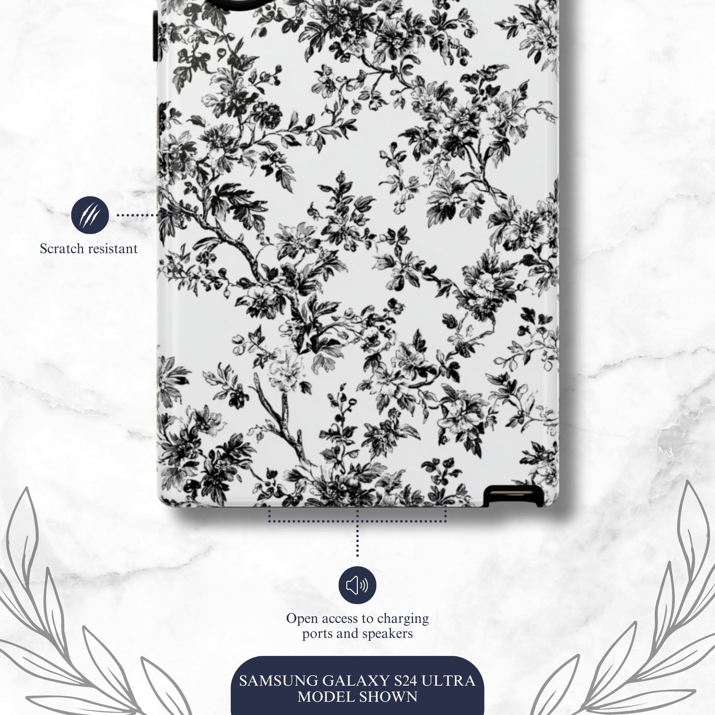 Noir Toile - Samsung Galaxy Case Phone Case-aesthetic phone case-shockproof phone case-cute phone case-designer phone case-elegant phone case-luxury phone case-phone accessories-fashion accessory
