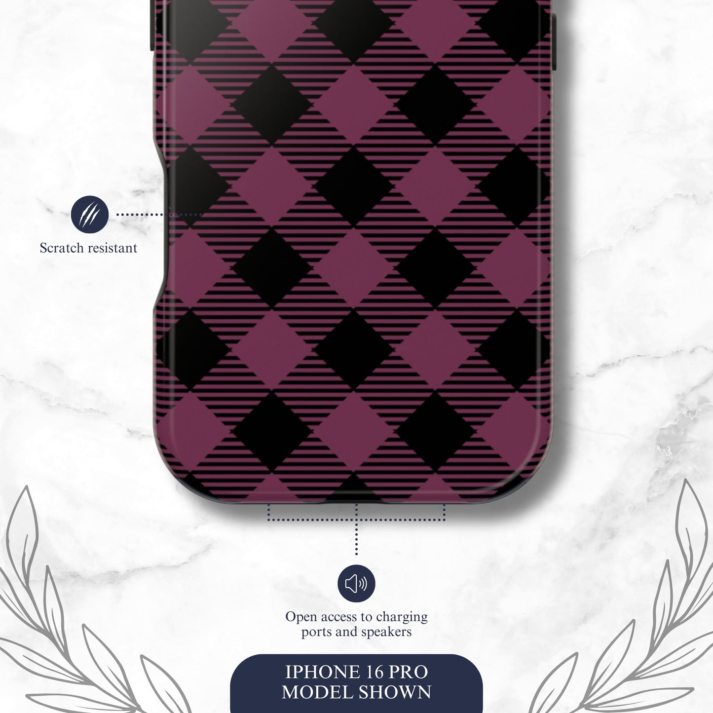 Plum Plaid - Magsafe iPhone Case Phone Case-aesthetic phone case-shockproof phone case-cute phone case-designer phone case-elegant phone case-luxury phone case-phone accessories-fashion accessory
