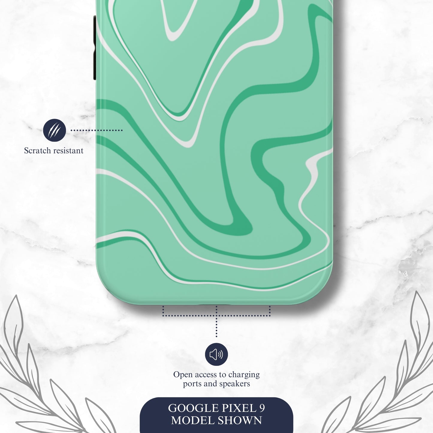 Seafoam Swish - Google Pixel Case Phone Case-aesthetic phone case-shockproof phone case-cute phone case-designer phone case-elegant phone case-luxury phone case-phone accessories-fashion accessory