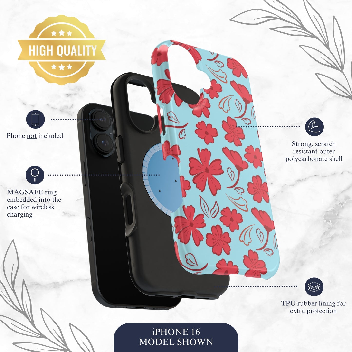 Floral Frenzy - Magsafe iPhone Case Phone Case-aesthetic phone case-shockproof phone case-cute phone case-designer phone case-elegant phone case-luxury phone case-phone accessories-fashion accessory