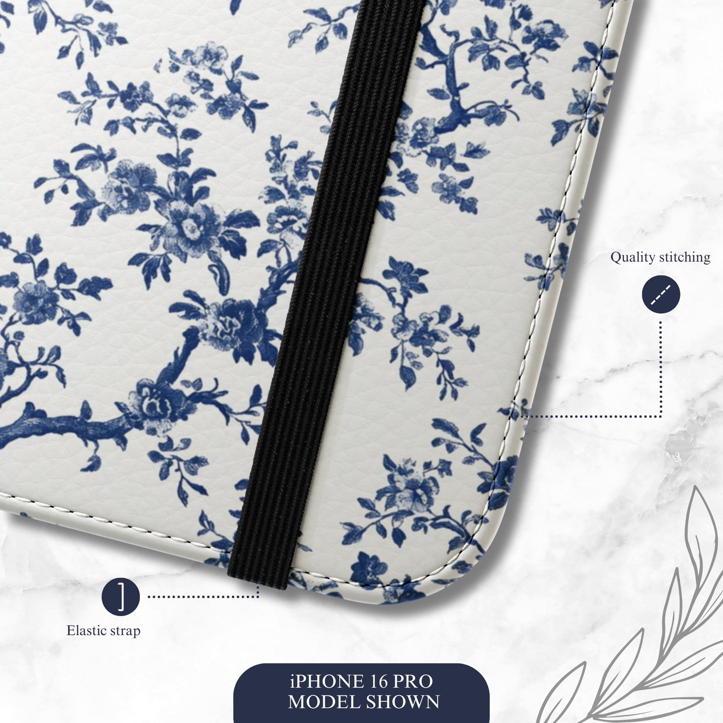 Frosted Toile - iPhone Flip Case Wallet, Leather Folio Case Phone Case-aesthetic phone case-shockproof phone case-cute phone case-designer phone case-elegant phone case-luxury phone case-phone accessories-fashion accessory