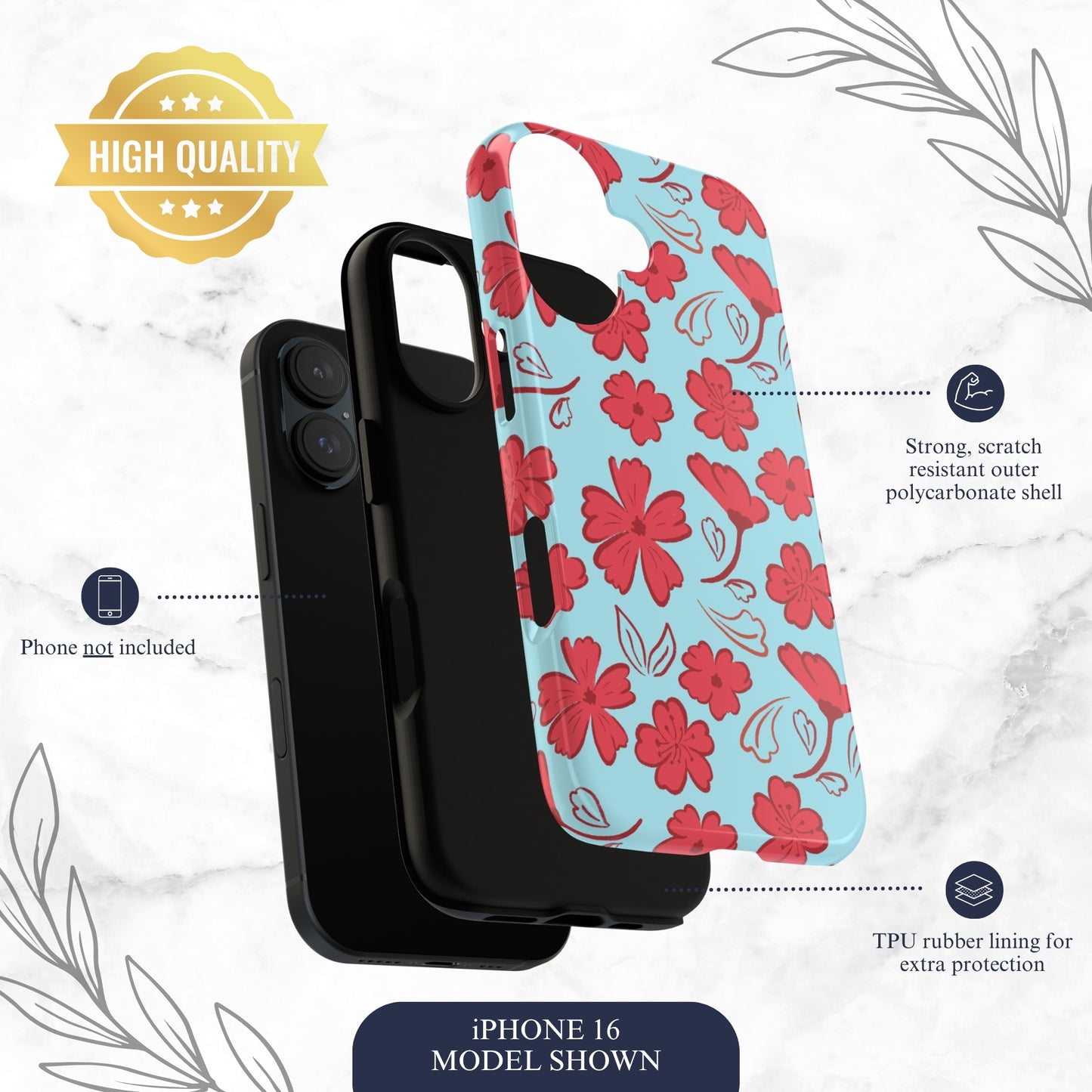 Floral Frenzy - iPhone Case Phone Case-aesthetic phone case-shockproof phone case-cute phone case-designer phone case-elegant phone case-luxury phone case-phone accessories-fashion accessory