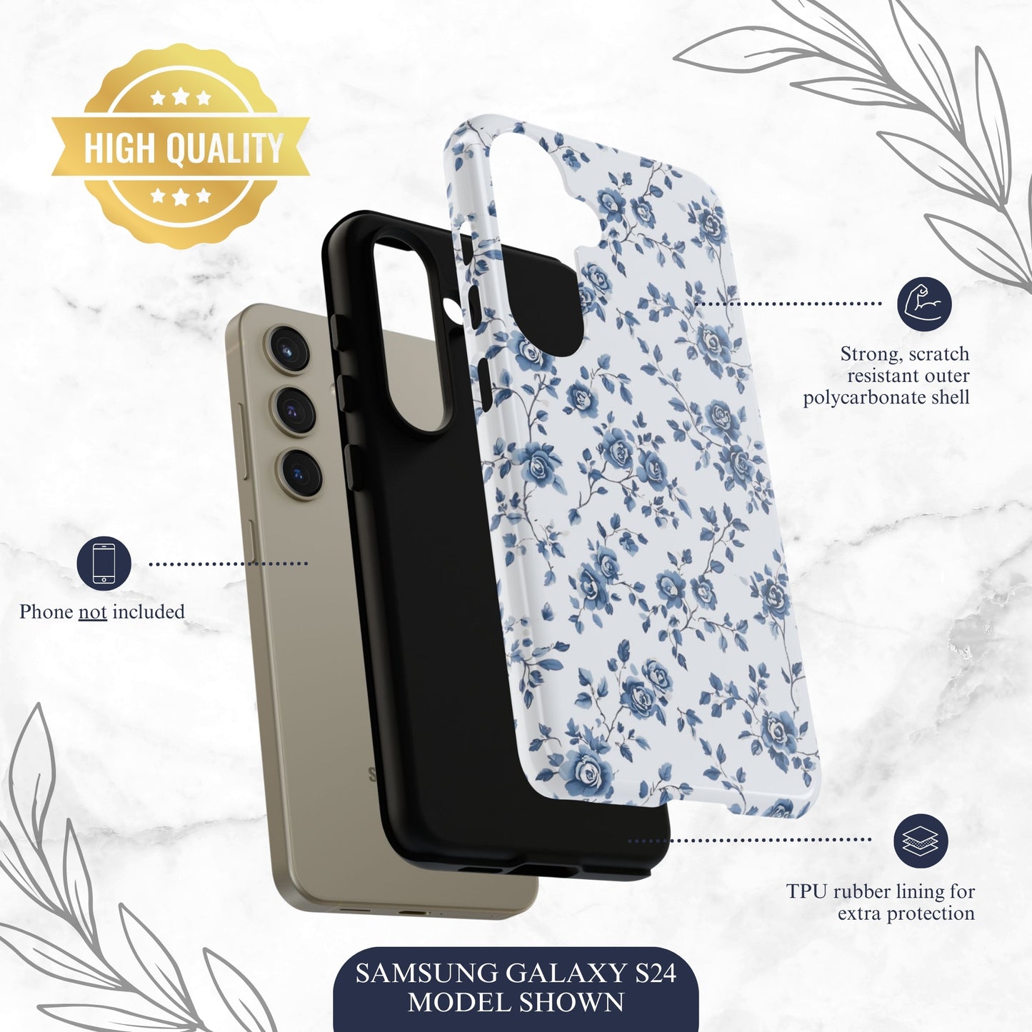 Porcelain Petals - Samsung Galaxy Case Phone Case-aesthetic phone case-shockproof phone case-cute phone case-designer phone case-elegant phone case-luxury phone case-phone accessories-fashion accessory