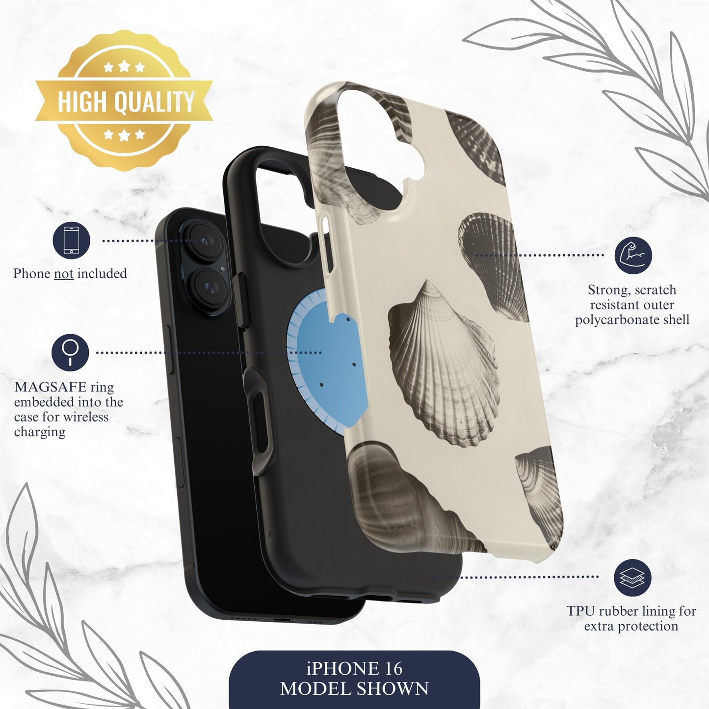 Ocean Whisper - Magsafe iPhone Case Phone Case-aesthetic phone case-shockproof phone case-cute phone case-designer phone case-elegant phone case-luxury phone case-phone accessories-fashion accessory