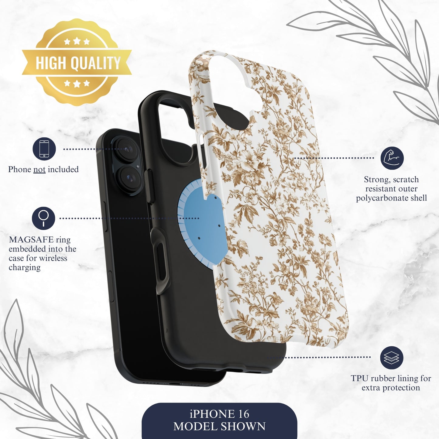 Clay Toile - Magsafe iPhone Case Phone Case-aesthetic phone case-shockproof phone case-cute phone case-designer phone case-elegant phone case-luxury phone case-phone accessories-fashion accessory