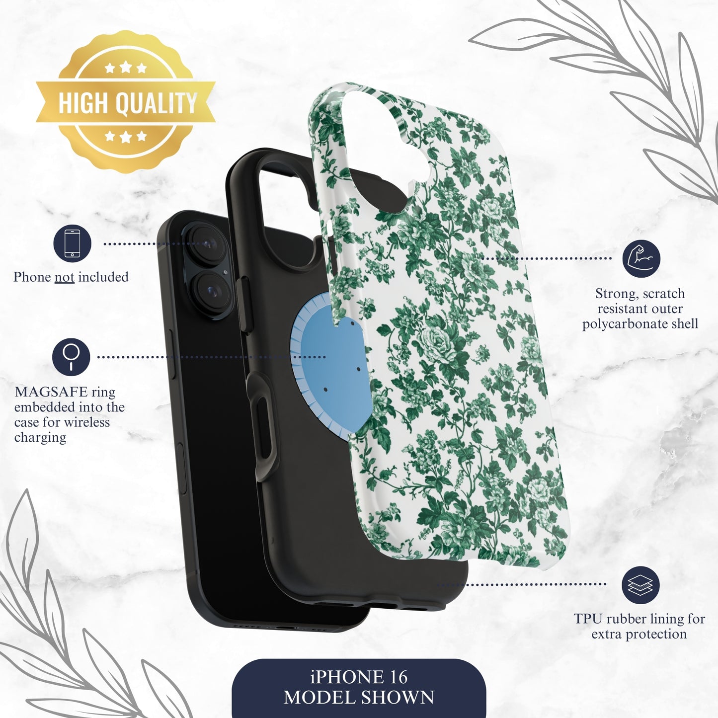 Moss Toile - Magsafe iPhone Case Phone Case-aesthetic phone case-shockproof phone case-cute phone case-designer phone case-elegant phone case-luxury phone case-phone accessories-fashion accessory