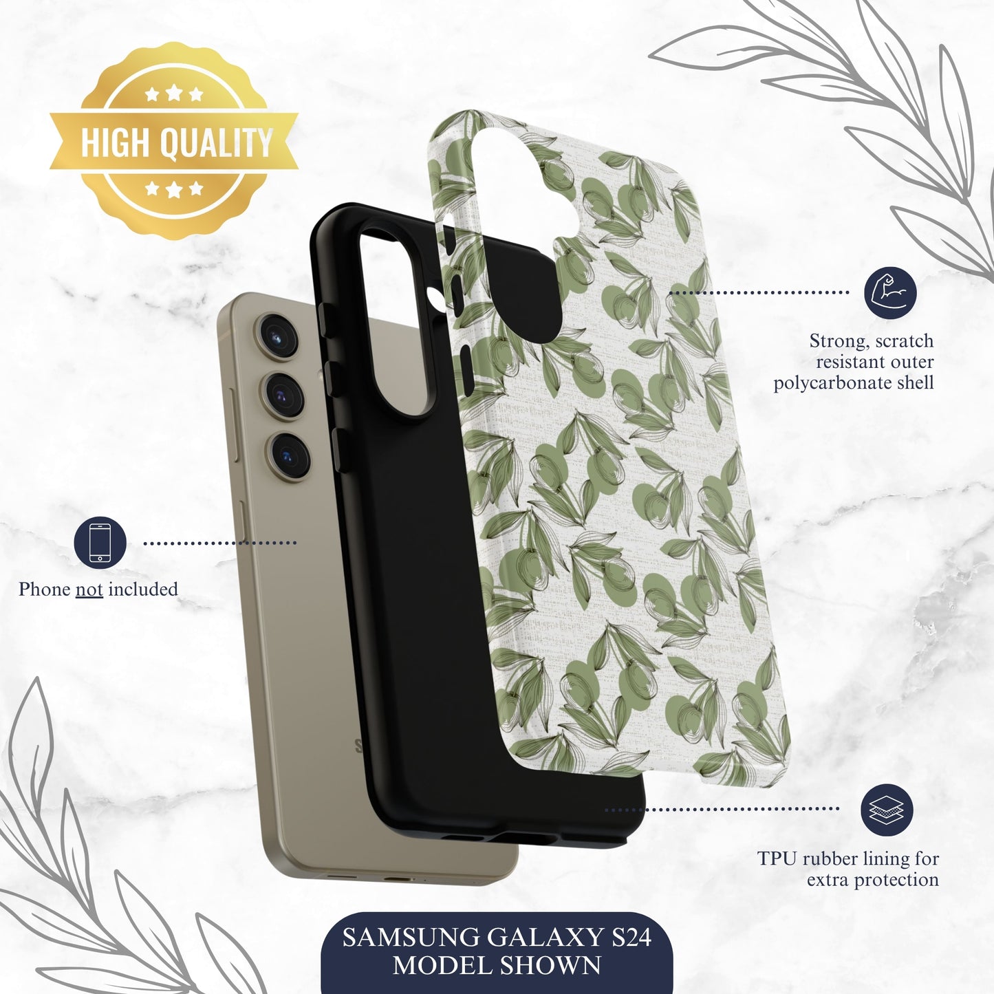 Olive Branch - Samsung Galaxy Case Phone Case-aesthetic phone case-shockproof phone case-cute phone case-designer phone case-elegant phone case-luxury phone case-phone accessories-fashion accessory