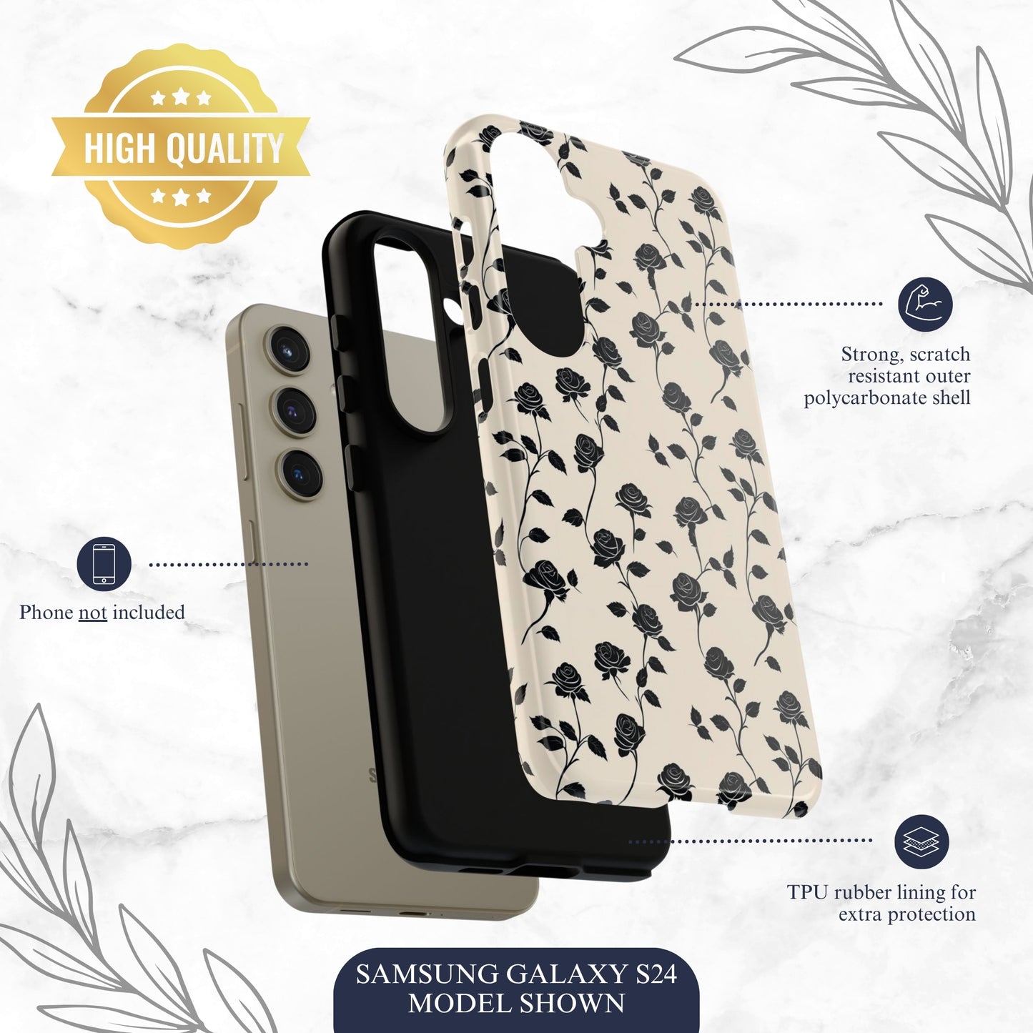 Ghost Rose - Samsung Galaxy Case Phone Case-aesthetic phone case-shockproof phone case-cute phone case-designer phone case-elegant phone case-luxury phone case-phone accessories-fashion accessory