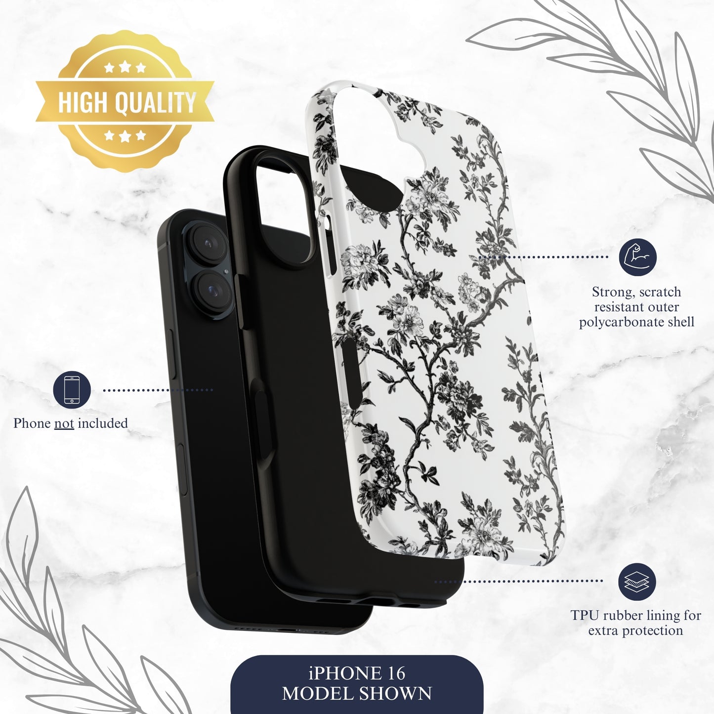 Adorned Toile - iPhone Case Phone Case-aesthetic phone case-shockproof phone case-cute phone case-designer phone case-elegant phone case-luxury phone case-phone accessories-fashion accessory