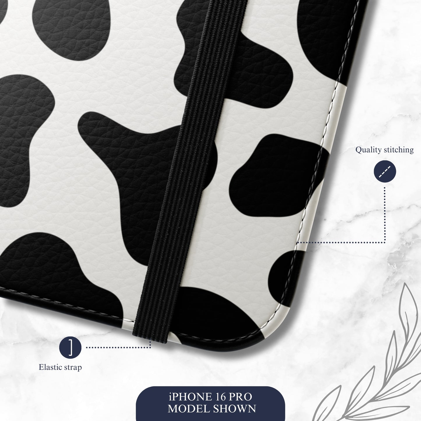 Bovine - iPhone Flip Case Wallet, Leather Folio Case Phone Case-aesthetic phone case-shockproof phone case-cute phone case-designer phone case-elegant phone case-luxury phone case-phone accessories-fashion accessory