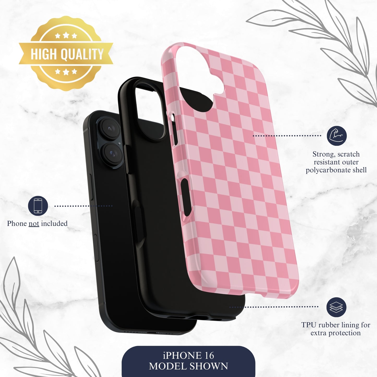 Blush Check - iPhone Case Phone Case-aesthetic phone case-shockproof phone case-cute phone case-designer phone case-elegant phone case-luxury phone case-phone accessories-fashion accessory