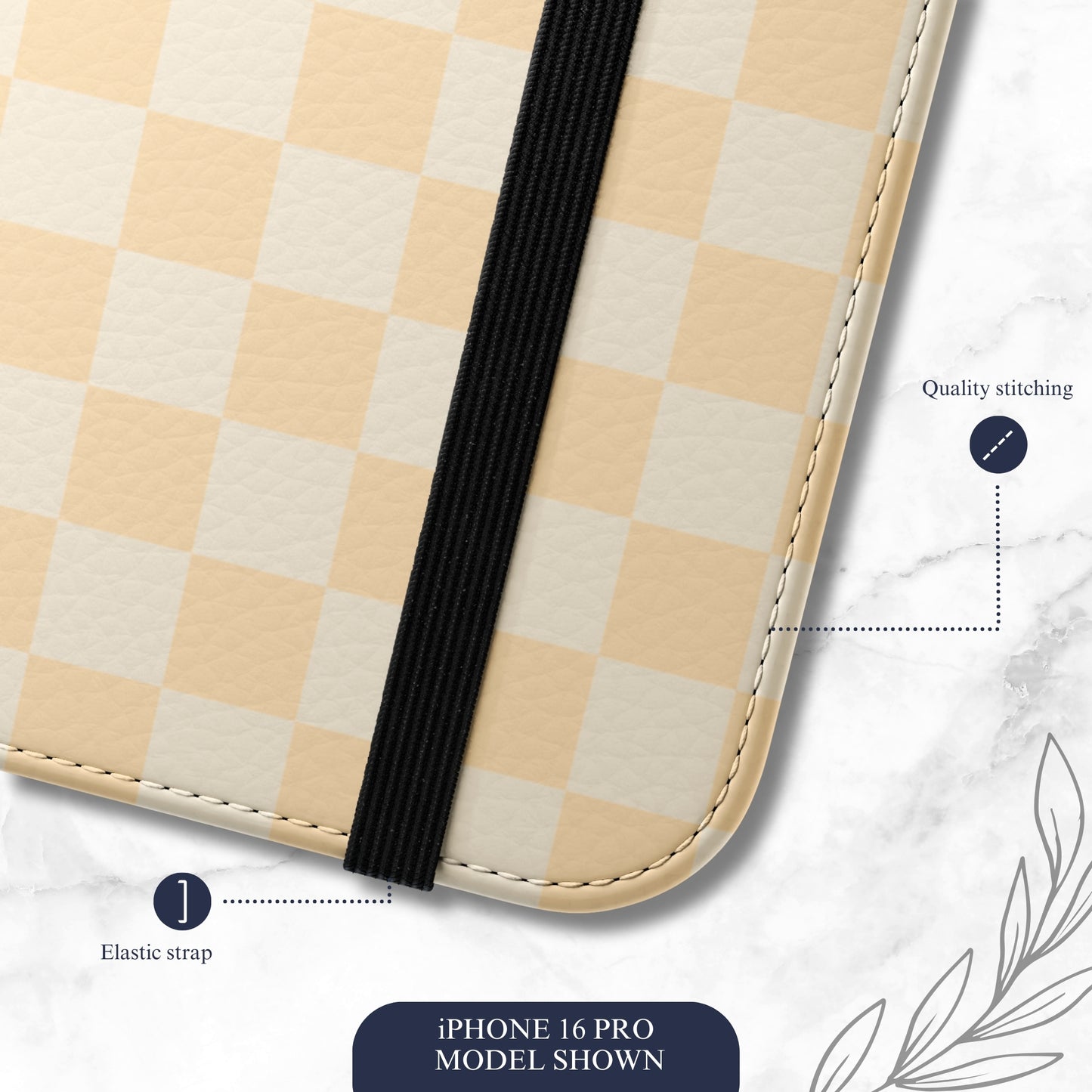 Tan Check - iPhone Flip Case Wallet, Leather Folio Case Phone Case-aesthetic phone case-shockproof phone case-cute phone case-designer phone case-elegant phone case-luxury phone case-phone accessories-fashion accessory