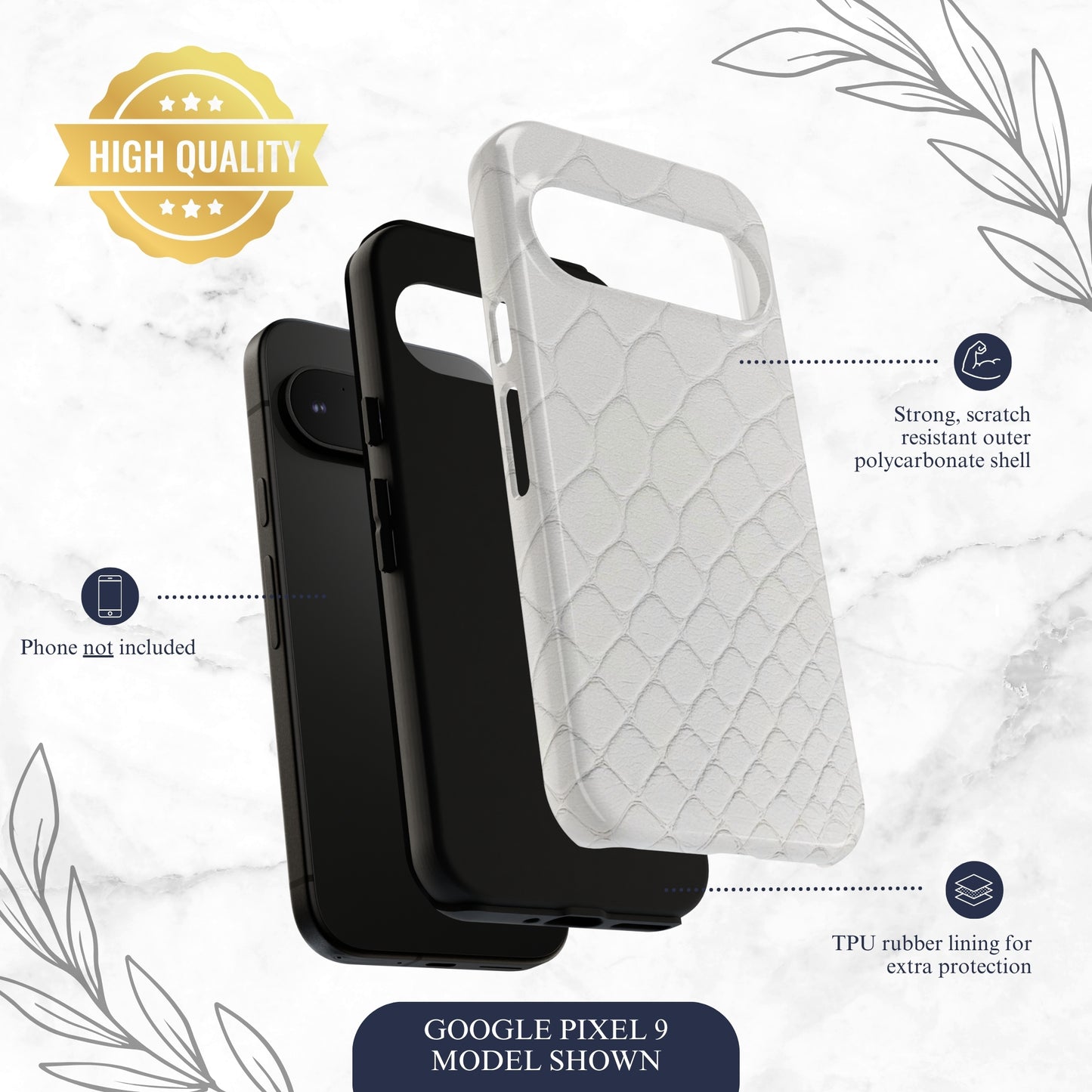 White Serpent - Google Pixel Case Phone Case-aesthetic phone case-shockproof phone case-cute phone case-designer phone case-elegant phone case-luxury phone case-phone accessories-fashion accessory