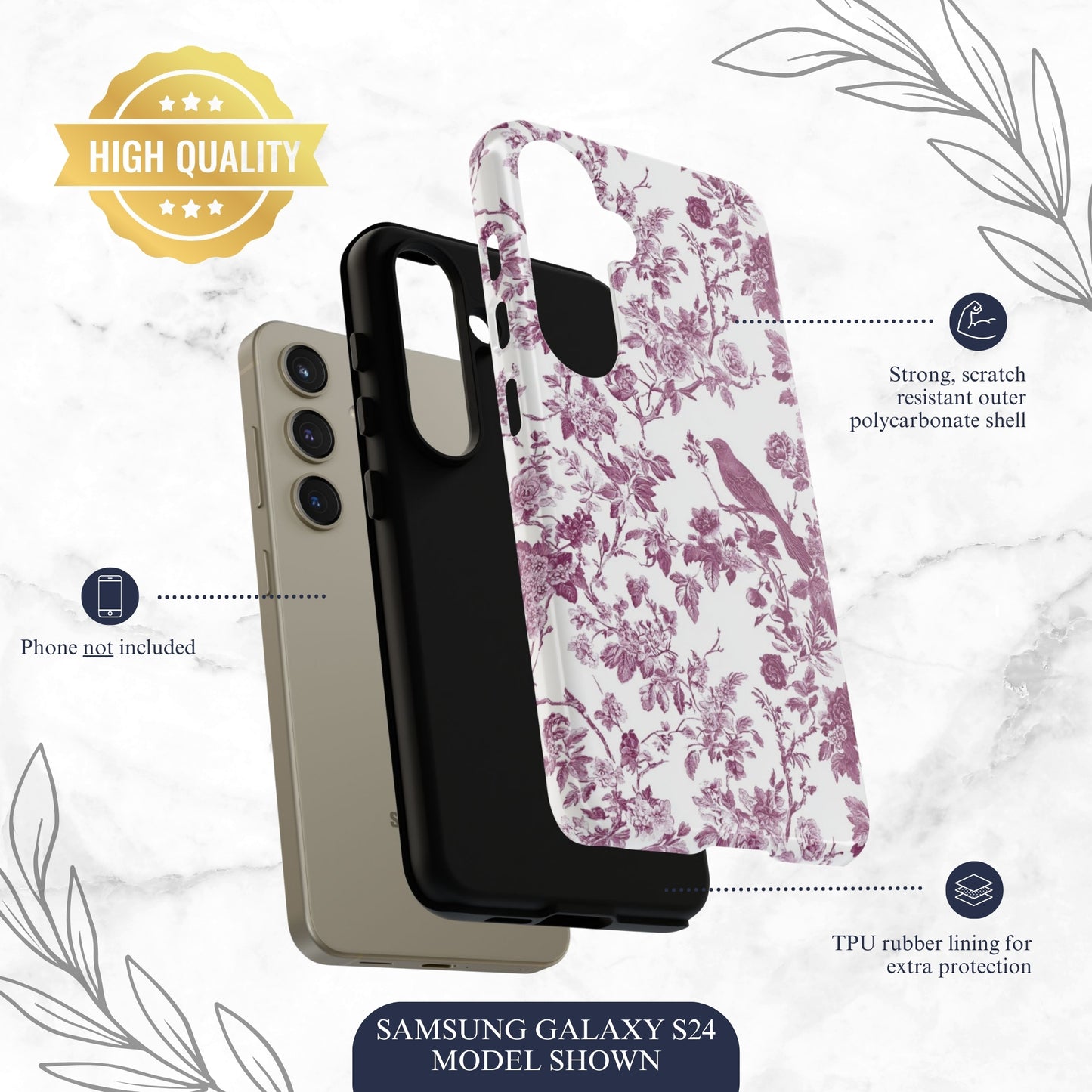 Mauve Toile - Samsung Galaxy Case Phone Case-aesthetic phone case-shockproof phone case-cute phone case-designer phone case-elegant phone case-luxury phone case-phone accessories-fashion accessory