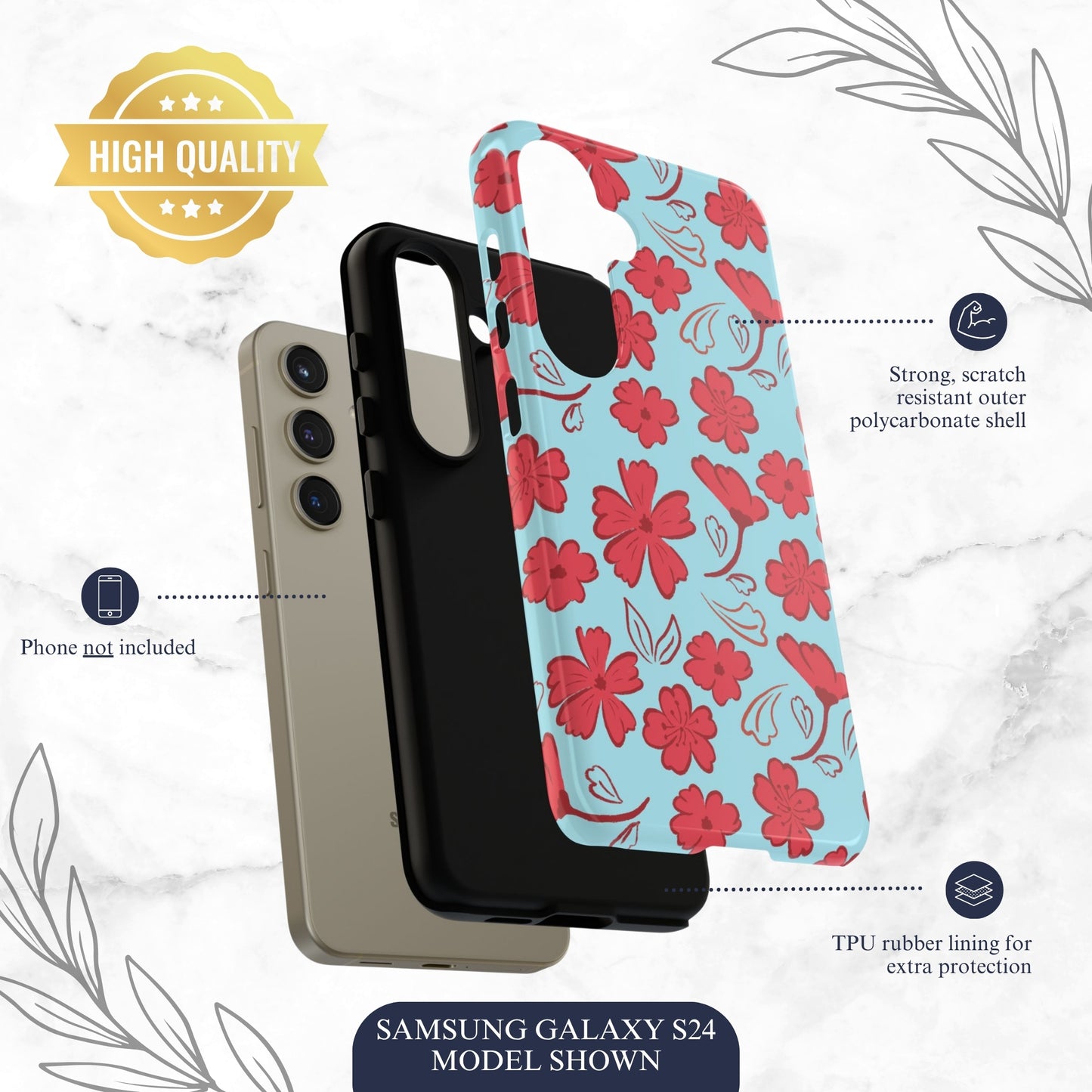 Floral Frenzy - Samsung Galaxy Case Phone Case-aesthetic phone case-shockproof phone case-cute phone case-designer phone case-elegant phone case-luxury phone case-phone accessories-fashion accessory