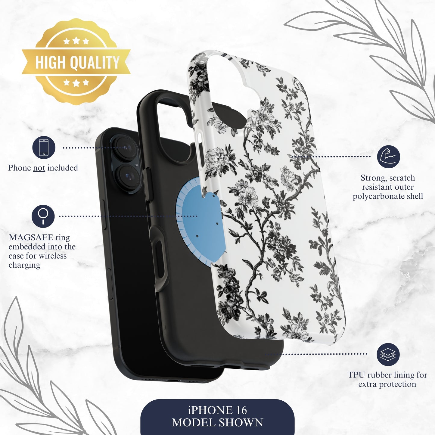 Adorned Toile - Magsafe iPhone Case Phone Case-aesthetic phone case-shockproof phone case-cute phone case-designer phone case-elegant phone case-luxury phone case-phone accessories-fashion accessory