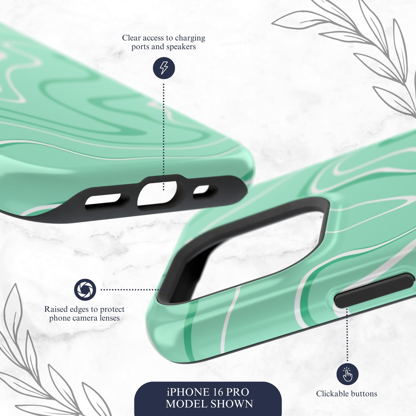 Seafoam Swish - Magsafe iPhone Case Phone Case-aesthetic phone case-shockproof phone case-cute phone case-designer phone case-elegant phone case-luxury phone case-phone accessories-fashion accessory
