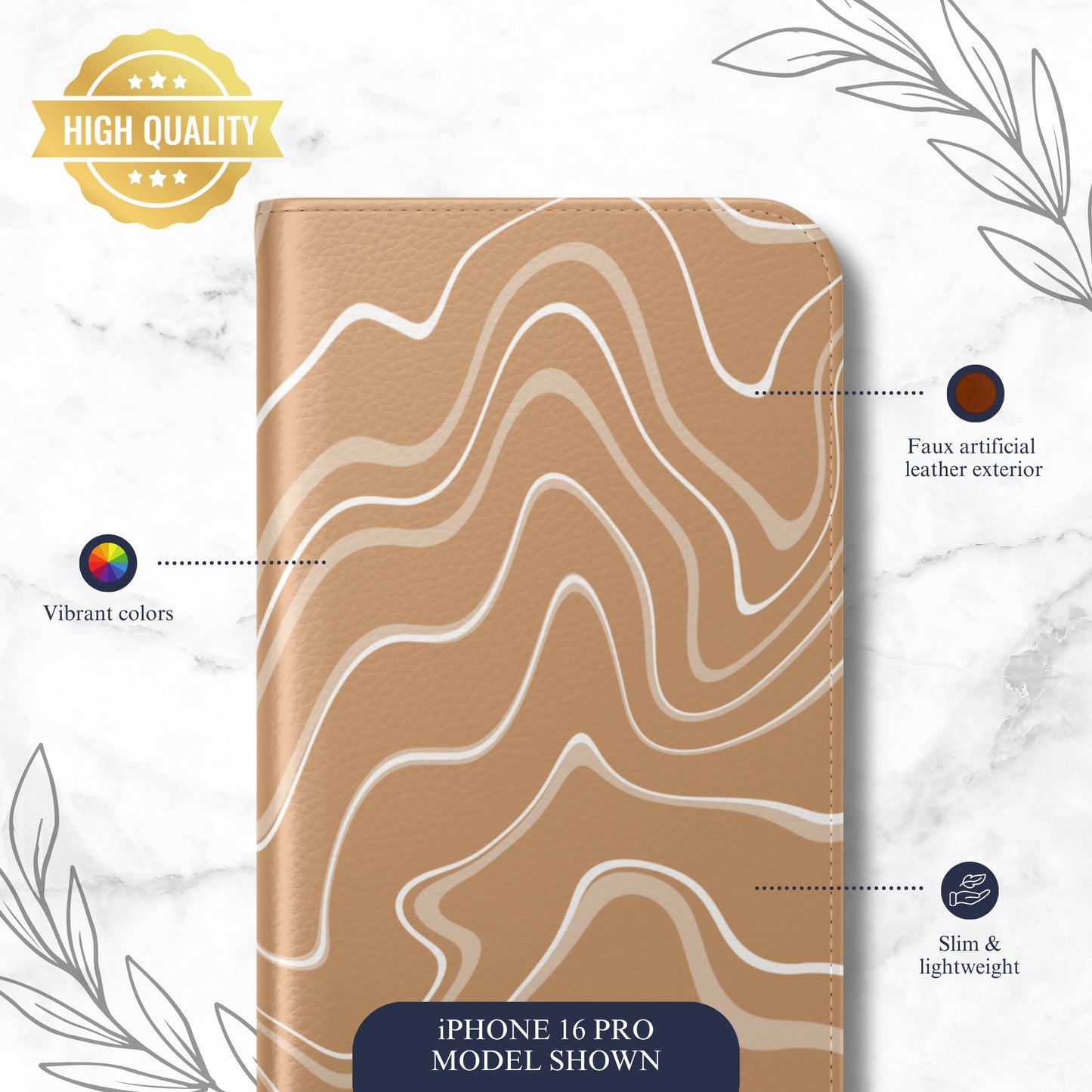 Toffee Twirl - iPhone Flip Case Wallet, Leather Folio Case Phone Case-aesthetic phone case-shockproof phone case-cute phone case-designer phone case-elegant phone case-luxury phone case-phone accessories-fashion accessory