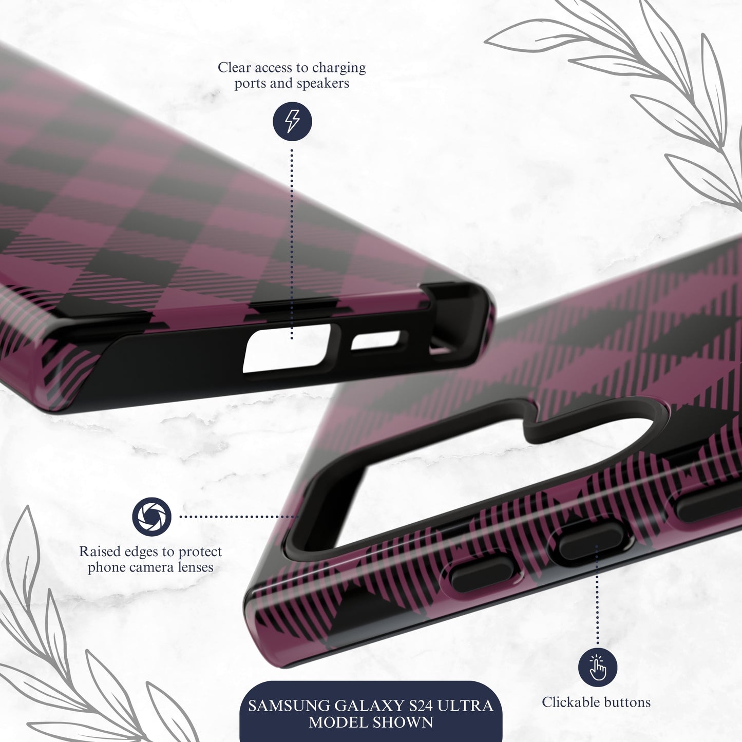 Plum Plaid - Samsung Galaxy Case Phone Case-aesthetic phone case-shockproof phone case-cute phone case-designer phone case-elegant phone case-luxury phone case-phone accessories-fashion accessory