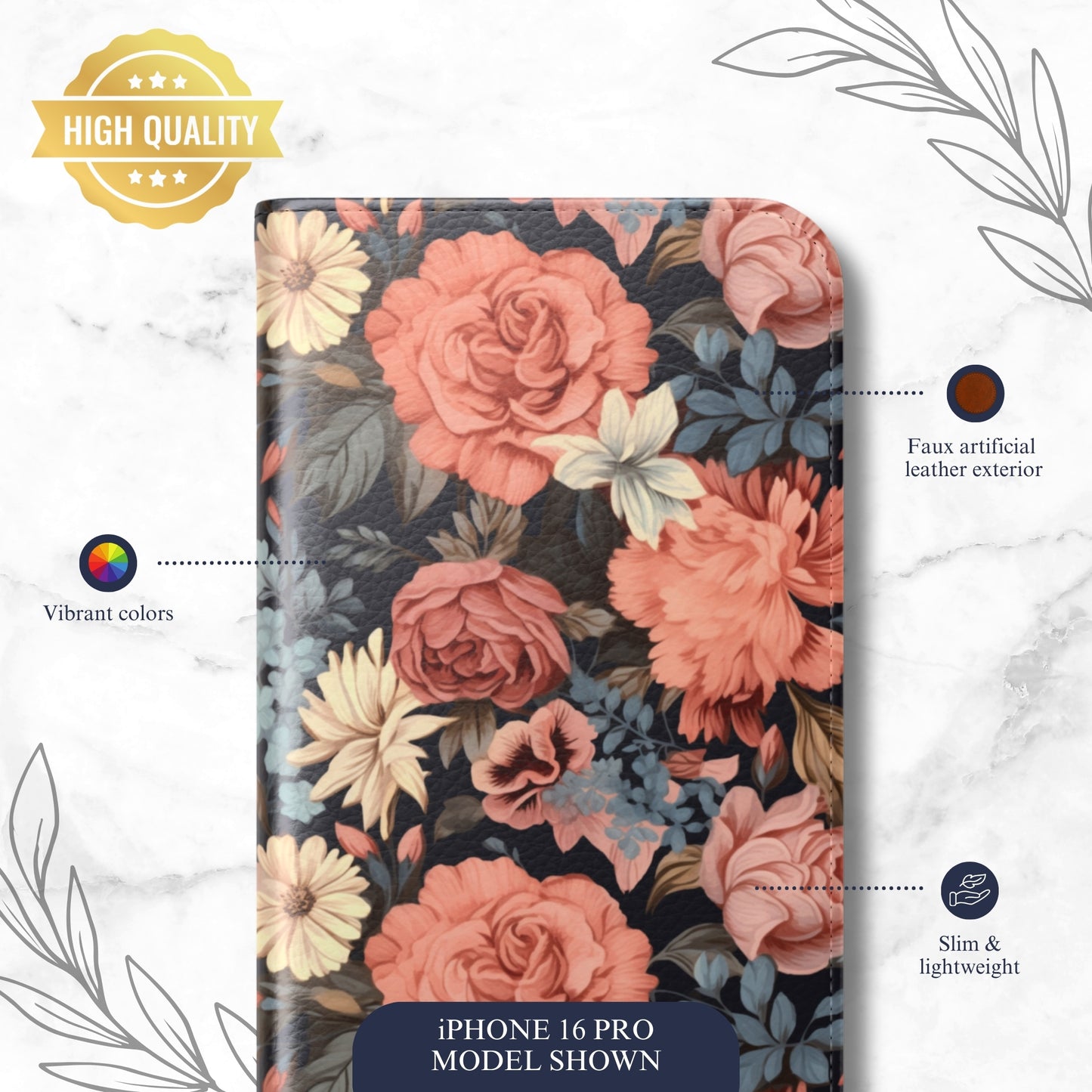 Secret Garden - iPhone Flip Case Wallet, Leather Folio Case Phone Case-aesthetic phone case-shockproof phone case-cute phone case-designer phone case-elegant phone case-luxury phone case-phone accessories-fashion accessory