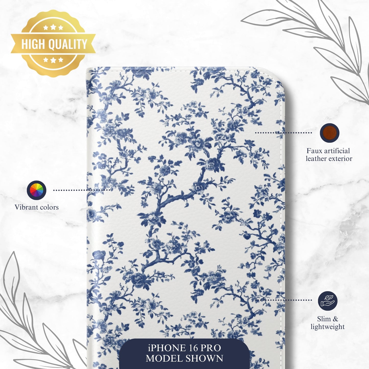 Frosted Toile - iPhone Flip Case Wallet, Leather Folio Case Phone Case-aesthetic phone case-shockproof phone case-cute phone case-designer phone case-elegant phone case-luxury phone case-phone accessories-fashion accessory