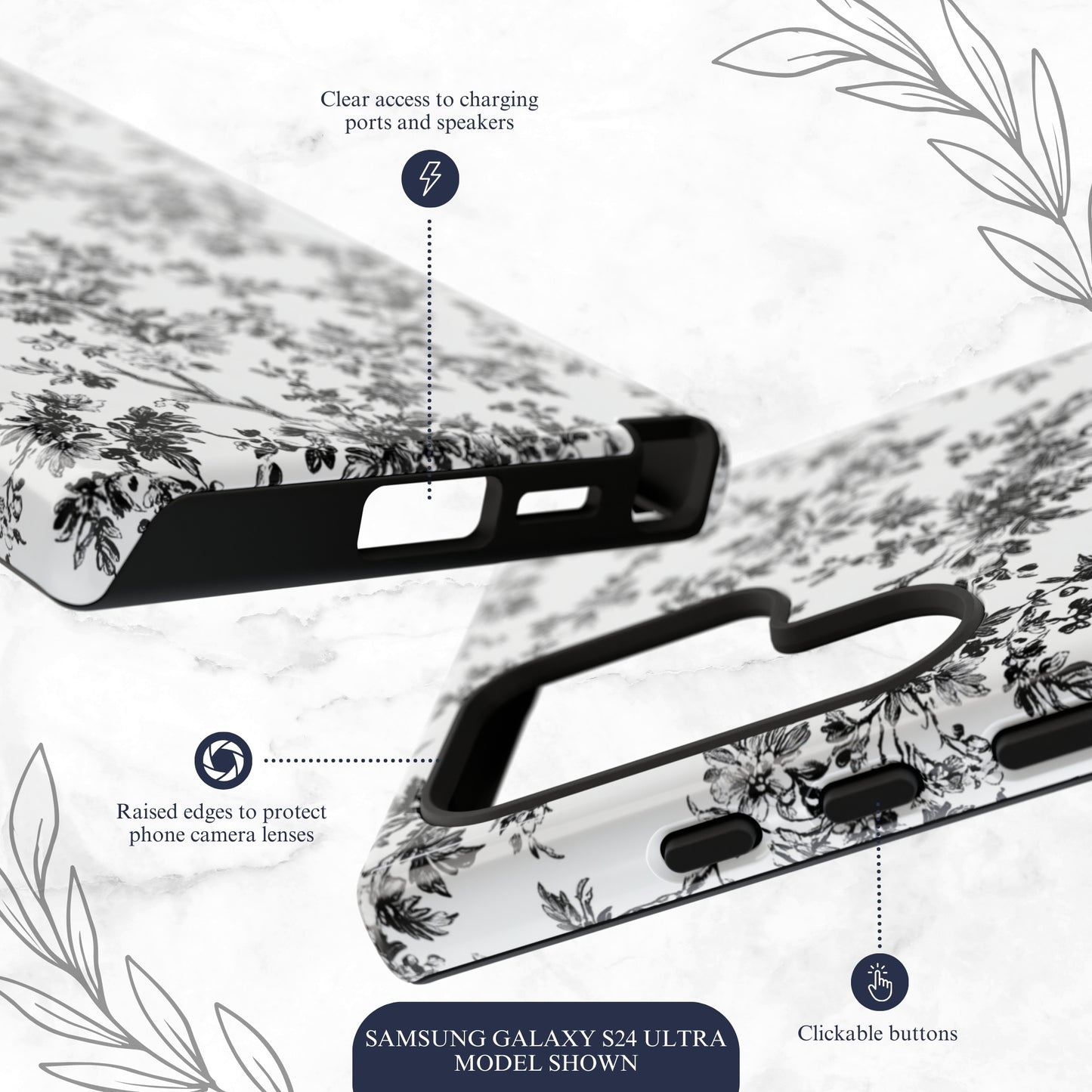 Noir Toile - Samsung Galaxy Case Phone Case-aesthetic phone case-shockproof phone case-cute phone case-designer phone case-elegant phone case-luxury phone case-phone accessories-fashion accessory