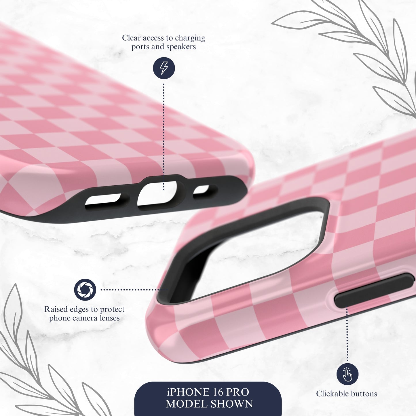 Blush Check - Magsafe iPhone Case Phone Case-aesthetic phone case-shockproof phone case-cute phone case-designer phone case-elegant phone case-luxury phone case-phone accessories-fashion accessory