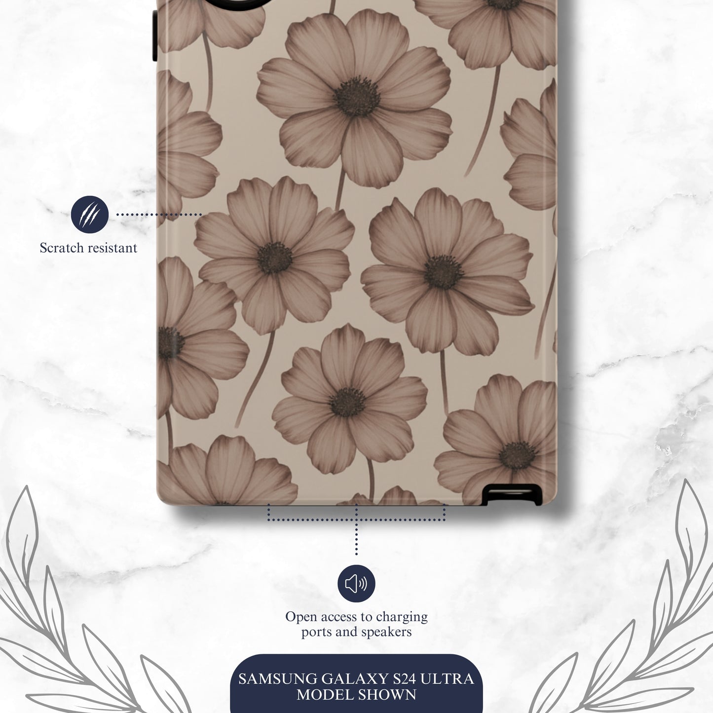Sepia Bloom - Samsung Galaxy Case Phone Case-aesthetic phone case-shockproof phone case-cute phone case-designer phone case-elegant phone case-luxury phone case-phone accessories-fashion accessory