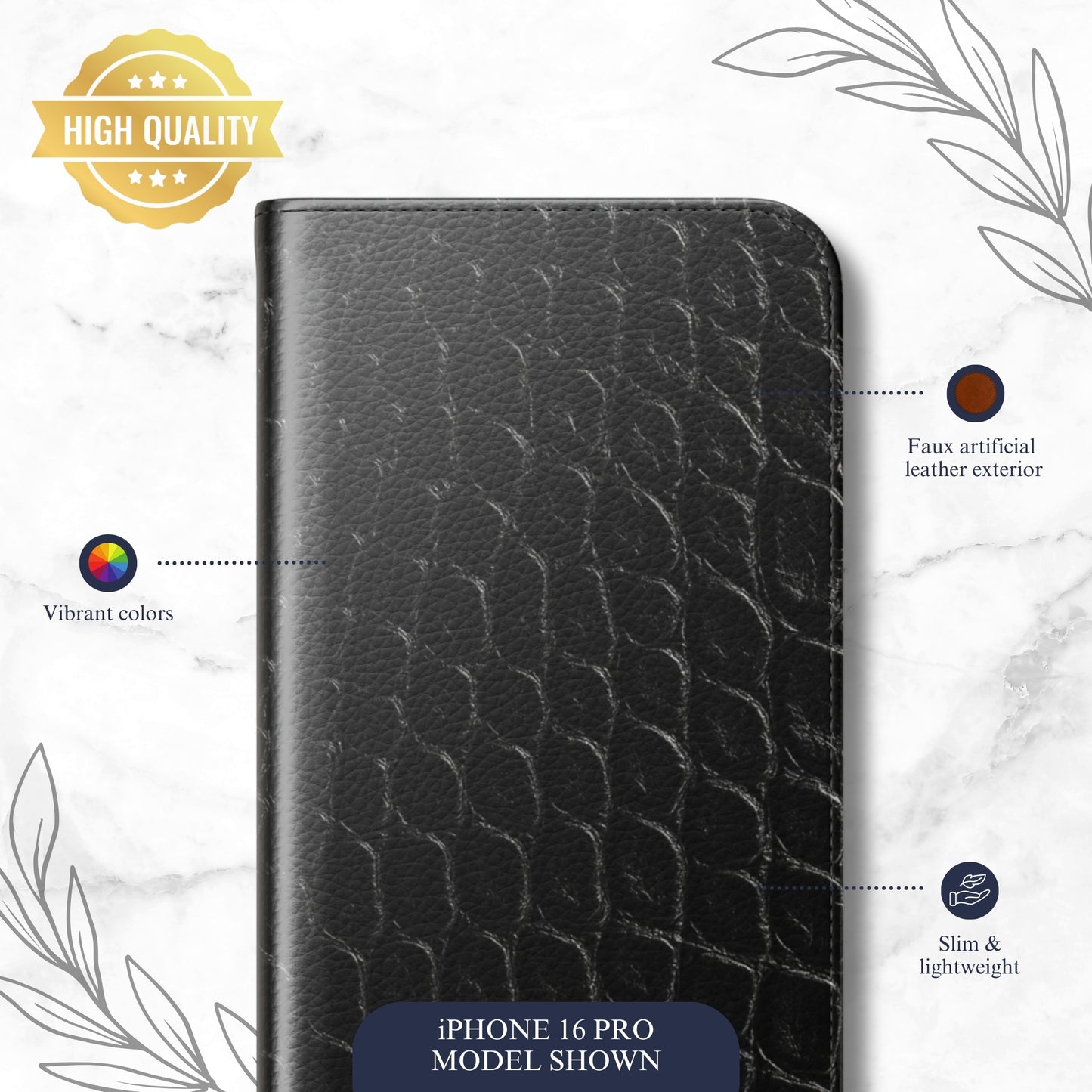 Black Viper - iPhone Flip Case Wallet, Leather Folio Case Phone Case-aesthetic phone case-shockproof phone case-cute phone case-designer phone case-elegant phone case-luxury phone case-phone accessories-fashion accessory