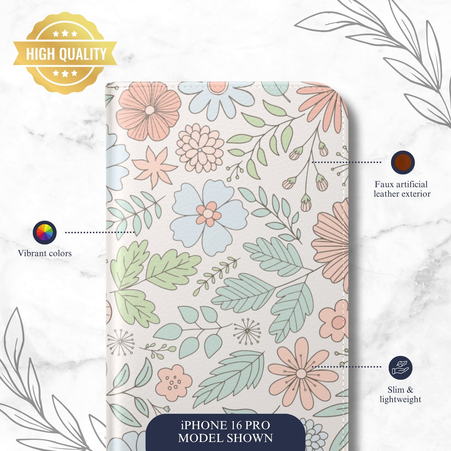 Garden Meadow - iPhone Flip Case Wallet, Leather Folio Case Phone Case-aesthetic phone case-shockproof phone case-cute phone case-designer phone case-elegant phone case-luxury phone case-phone accessories-fashion accessory