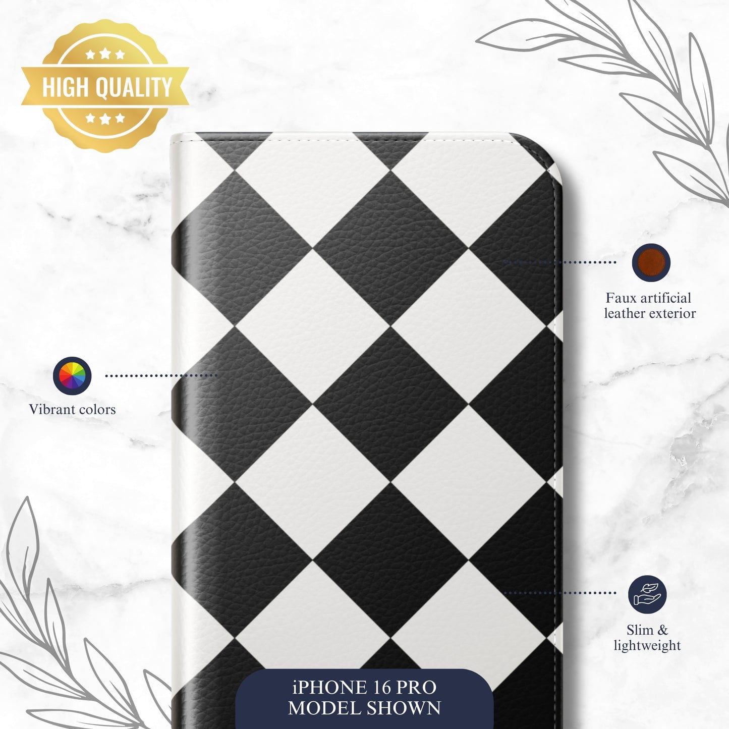 High Society - iPhone Flip Case Wallet, Leather Folio Case Phone Case-aesthetic phone case-shockproof phone case-cute phone case-designer phone case-elegant phone case-luxury phone case-phone accessories-fashion accessory