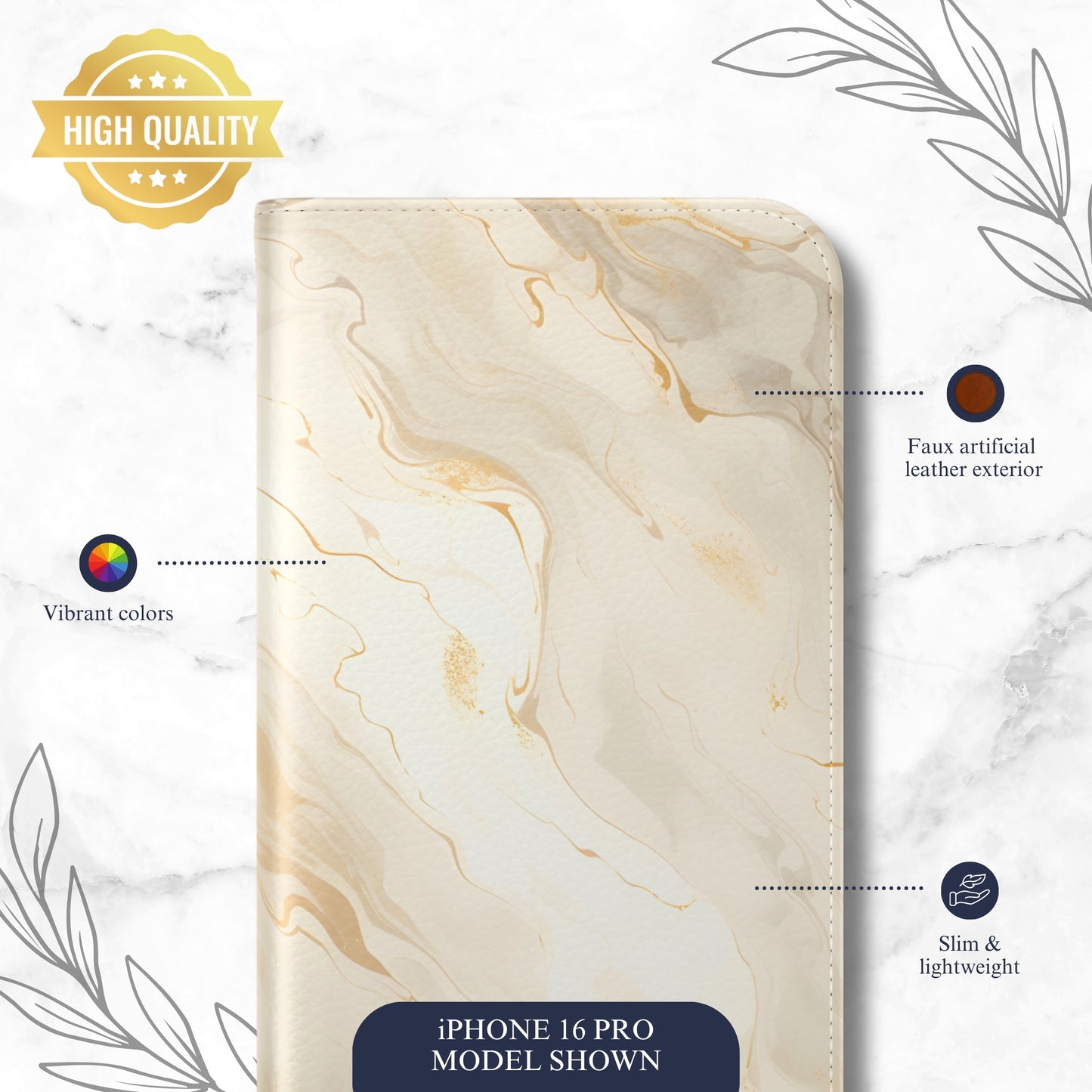 Double Cream - iPhone Flip Case Wallet, Leather Folio Case Phone Case-aesthetic phone case-shockproof phone case-cute phone case-designer phone case-elegant phone case-luxury phone case-phone accessories-fashion accessory