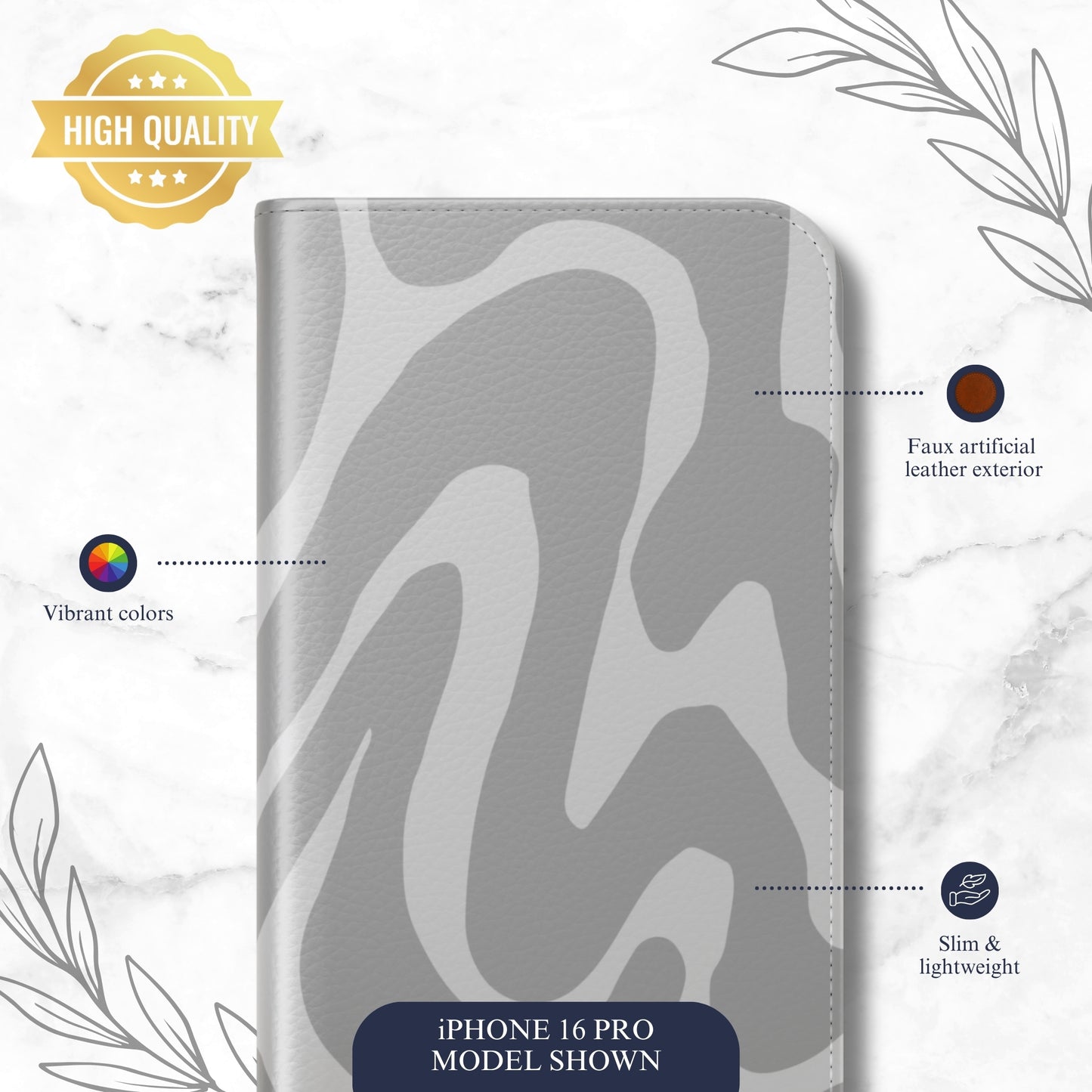 Grayscale - iPhone Flip Case Wallet, Leather Folio Case Phone Case-aesthetic phone case-shockproof phone case-cute phone case-designer phone case-elegant phone case-luxury phone case-phone accessories-fashion accessory