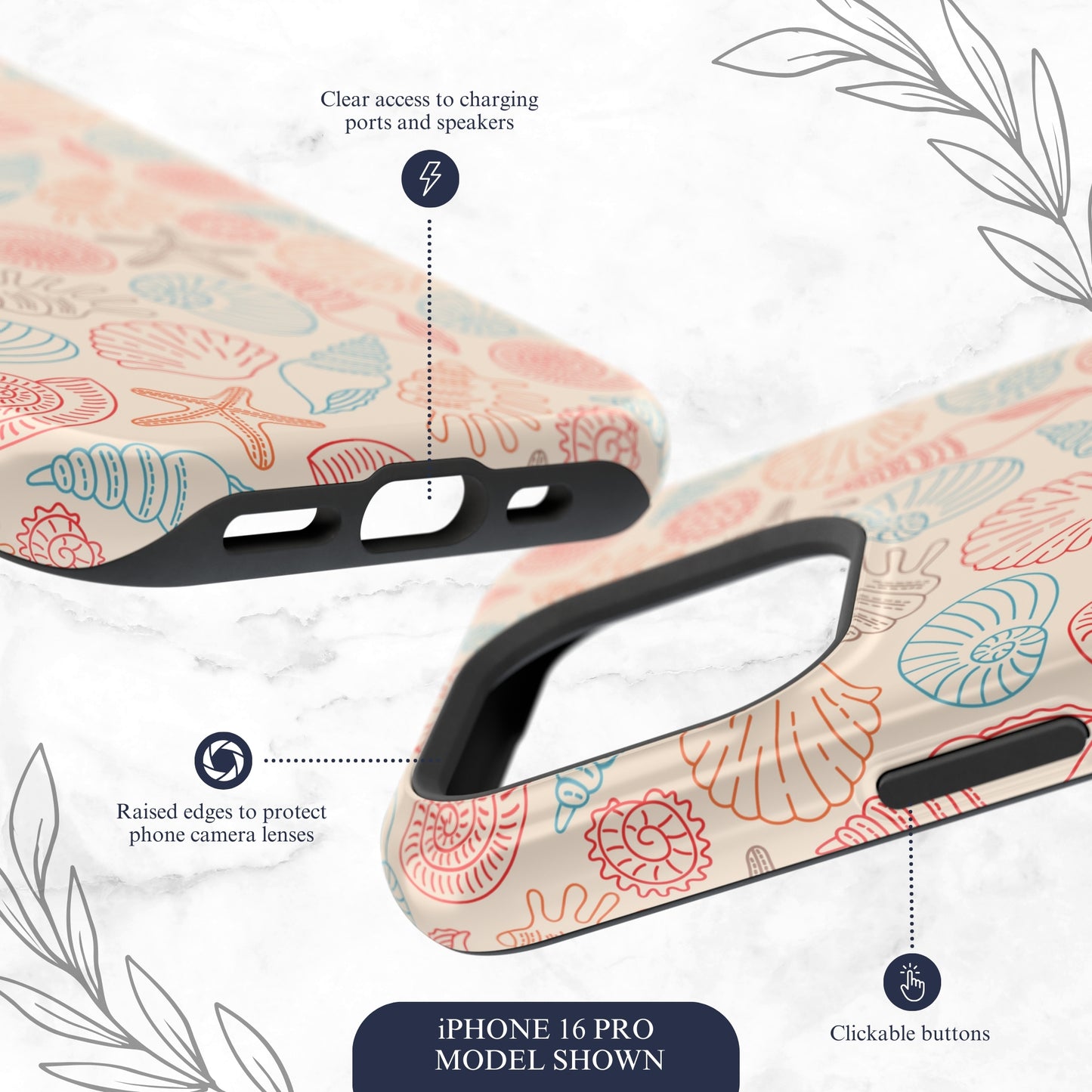 Saltwater Shells - Magsafe iPhone Case Phone Case-aesthetic phone case-shockproof phone case-cute phone case-designer phone case-elegant phone case-luxury phone case-phone accessories-fashion accessory