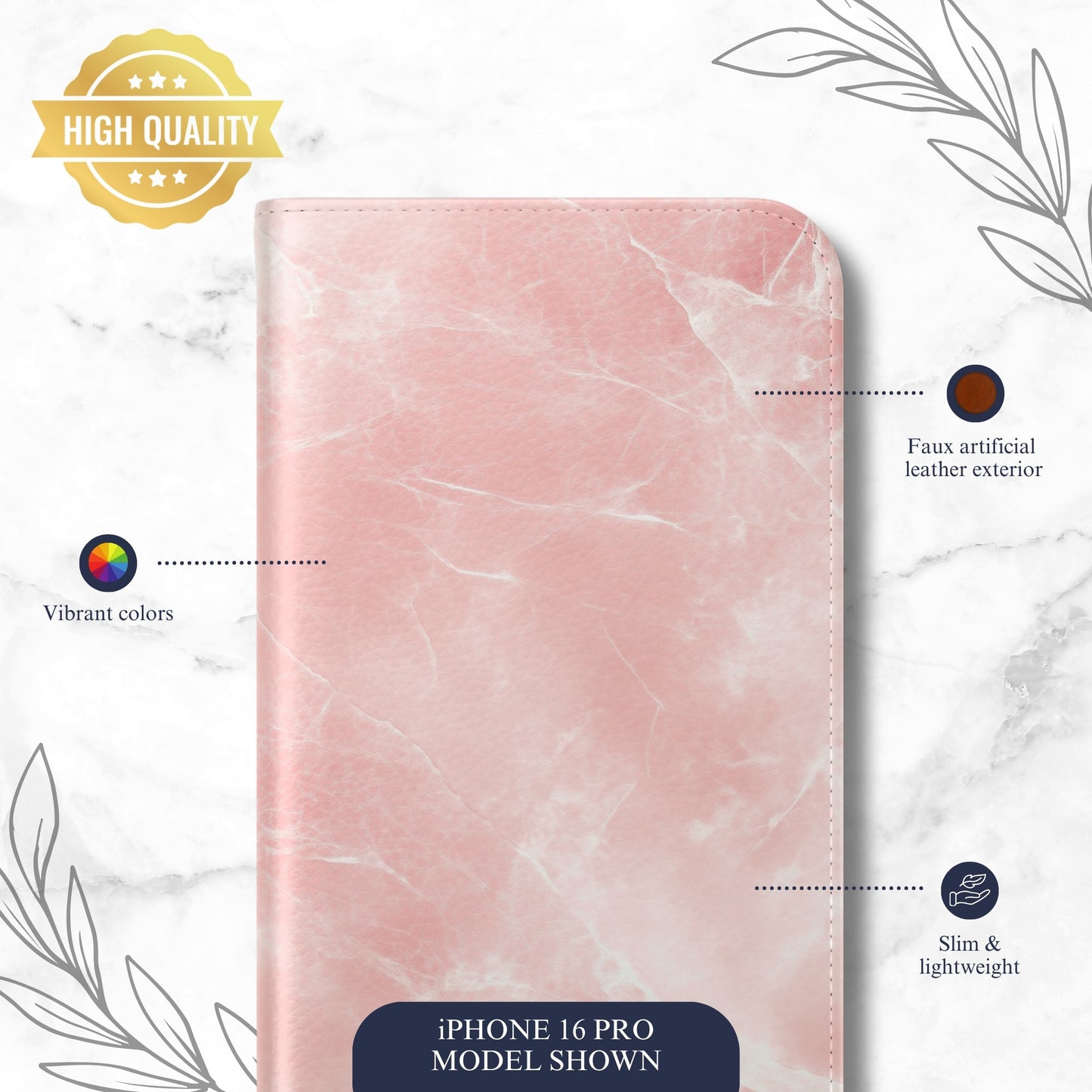 Rosy Gossip - iPhone Flip Case Wallet, Leather Folio Case Phone Case-aesthetic phone case-shockproof phone case-cute phone case-designer phone case-elegant phone case-luxury phone case-phone accessories-fashion accessory