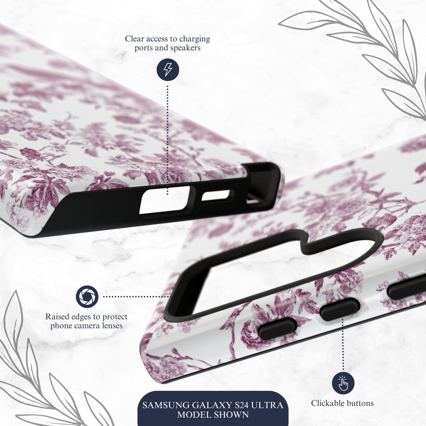 Mauve Toile - Samsung Galaxy Case Phone Case-aesthetic phone case-shockproof phone case-cute phone case-designer phone case-elegant phone case-luxury phone case-phone accessories-fashion accessory