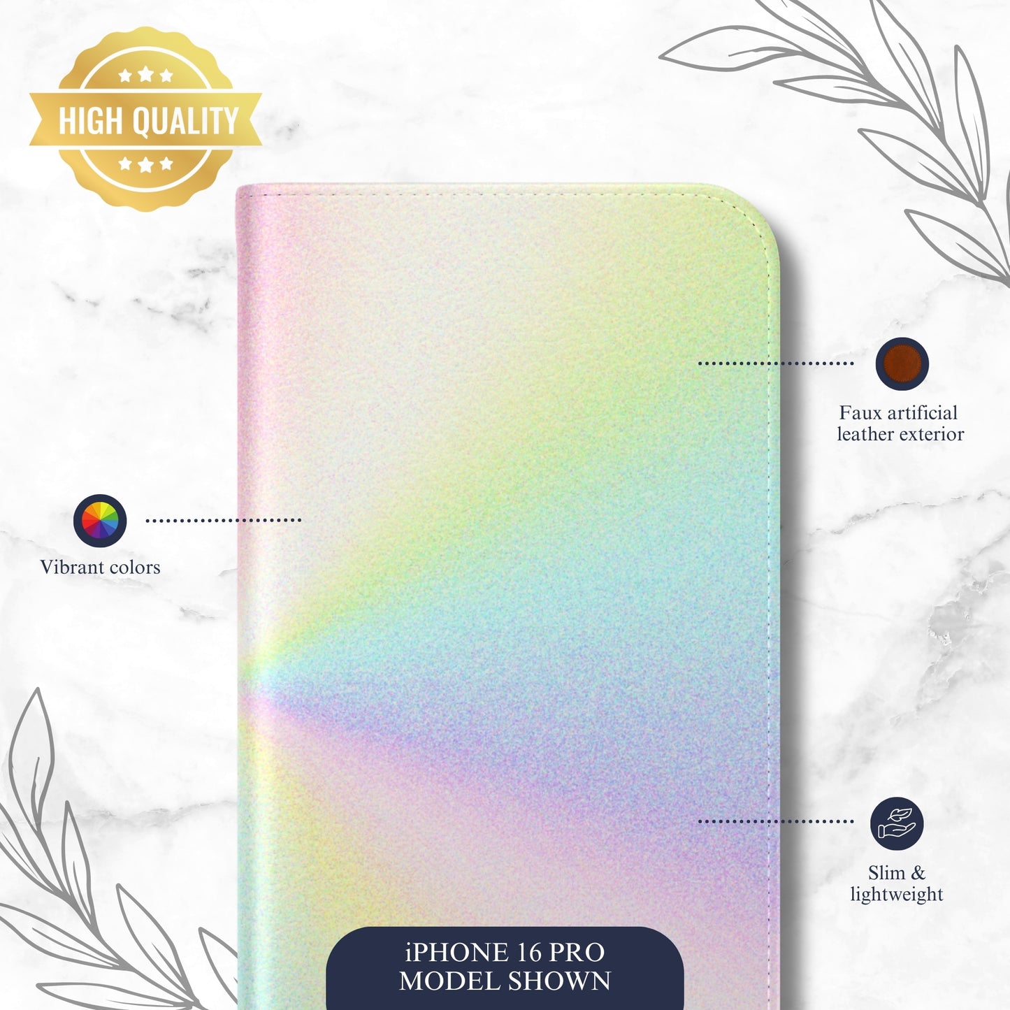 Rainbow Prism - iPhone Flip Case Wallet, Leather Folio Case Phone Case-aesthetic phone case-shockproof phone case-cute phone case-designer phone case-elegant phone case-luxury phone case-phone accessories-fashion accessory